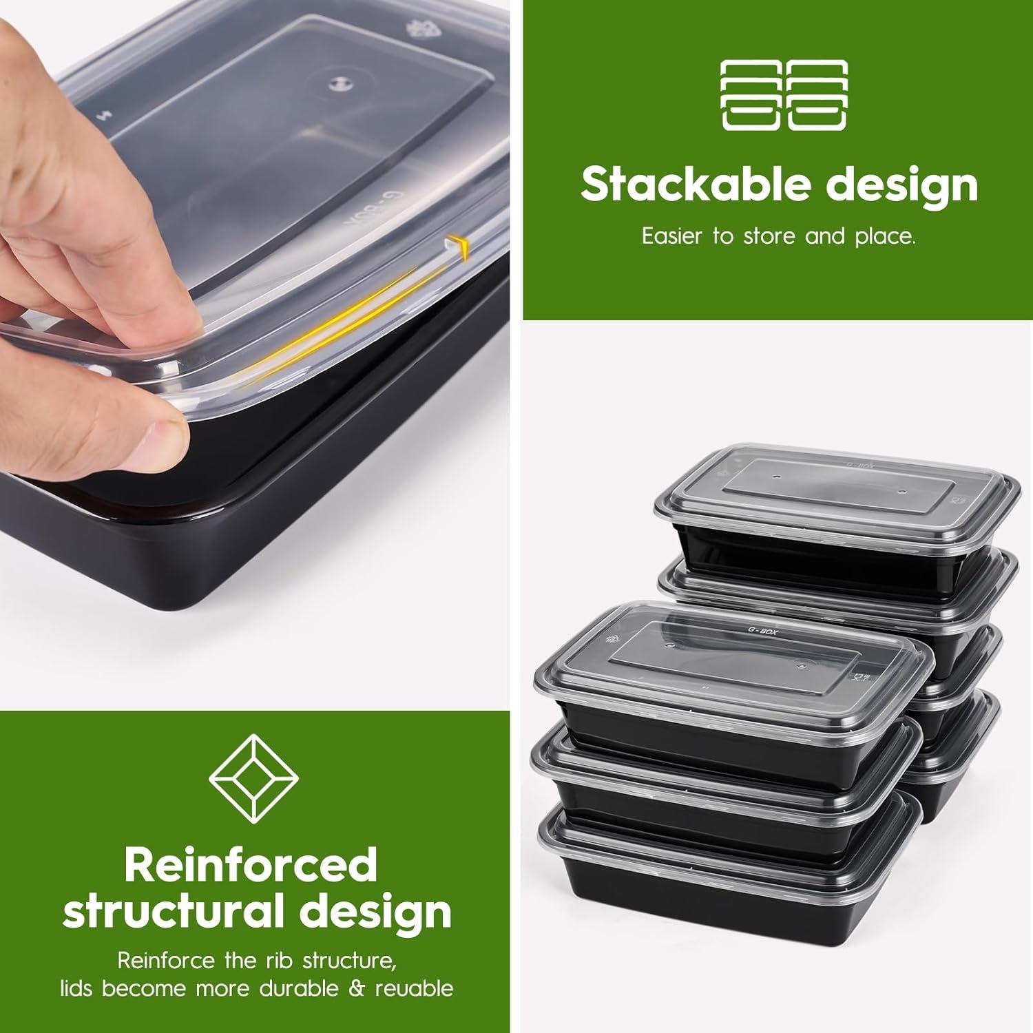 Contenedores de Comida Reutilizables Glotoch 32oz 50 Piezas