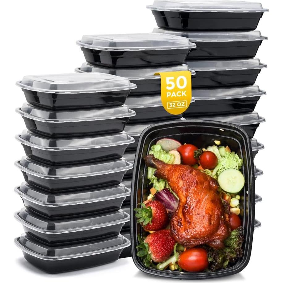 Contenedores de Comida Reutilizables Glotoch 32oz 50 Piezas