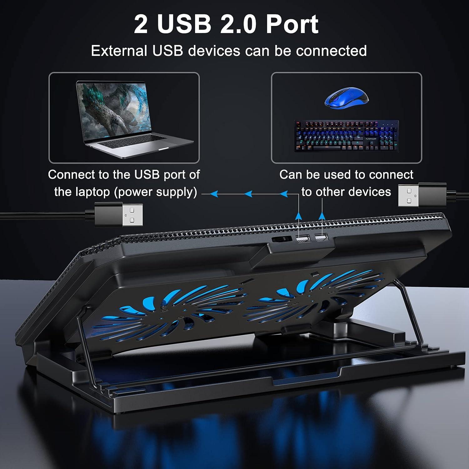 Base de Enfriamiento para Laptop LIENS Ajustable 2 Ventiladores