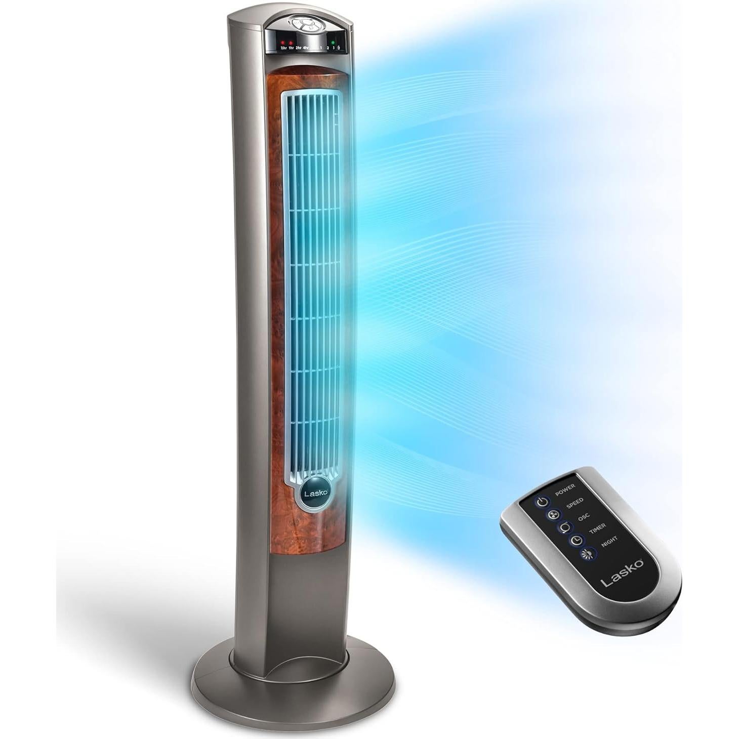 Ventilador de Torre Lasko T38400 y T42954, 4 y 3 Velocidades, 96.5 y 108 cm