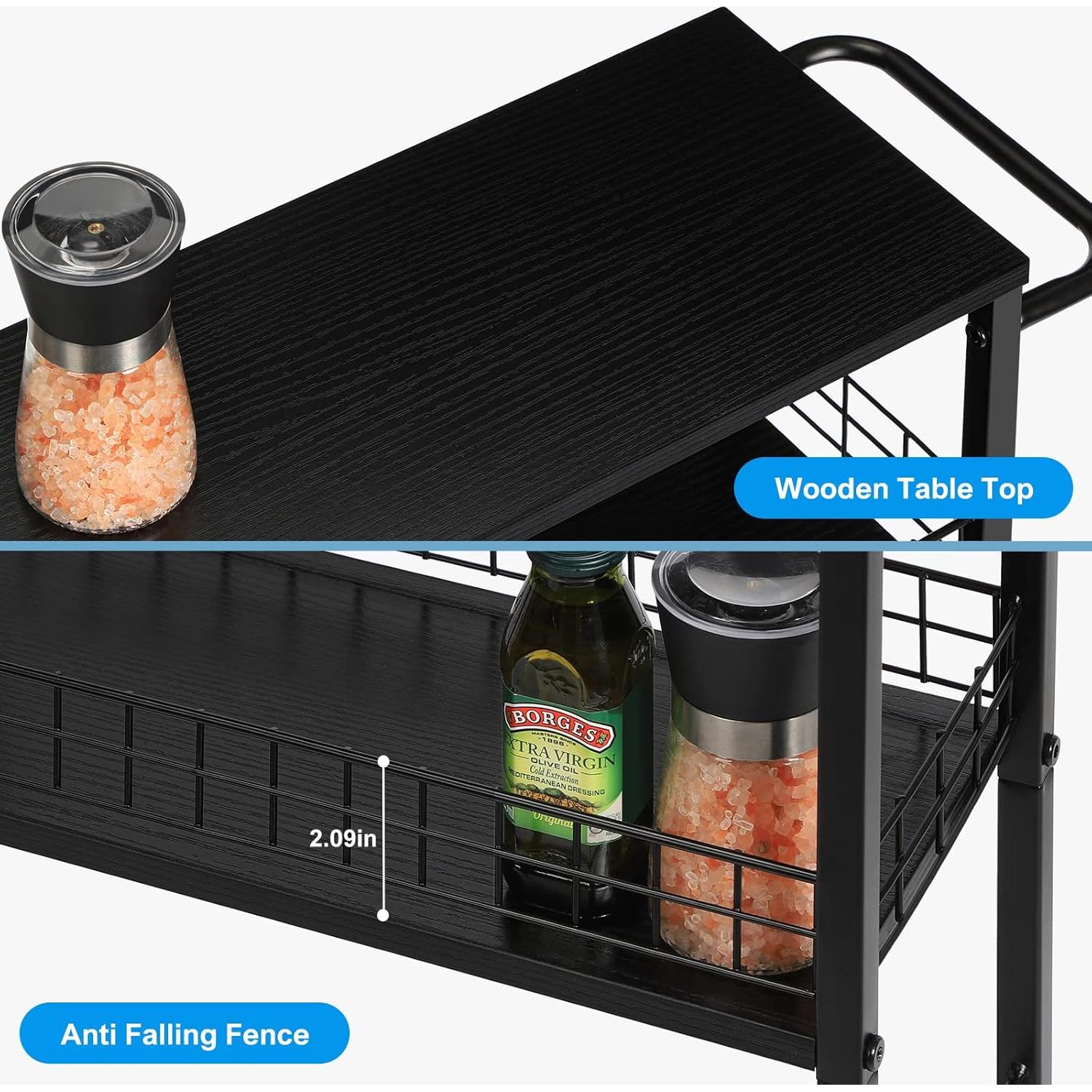 Carrito de Almacenamiento Estrecho YBING 4 Niveles Negro