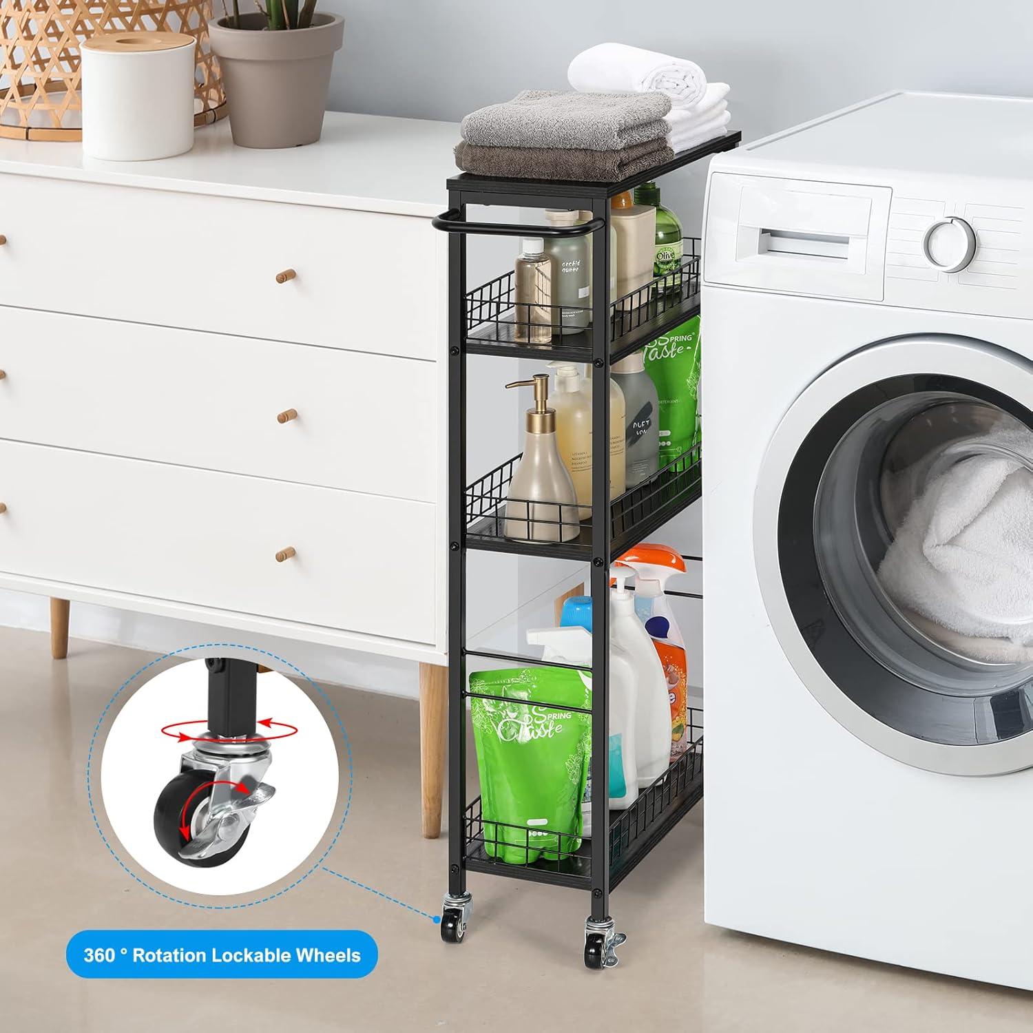 Carrito de Almacenamiento Estrecho YBING 4 Niveles Negro