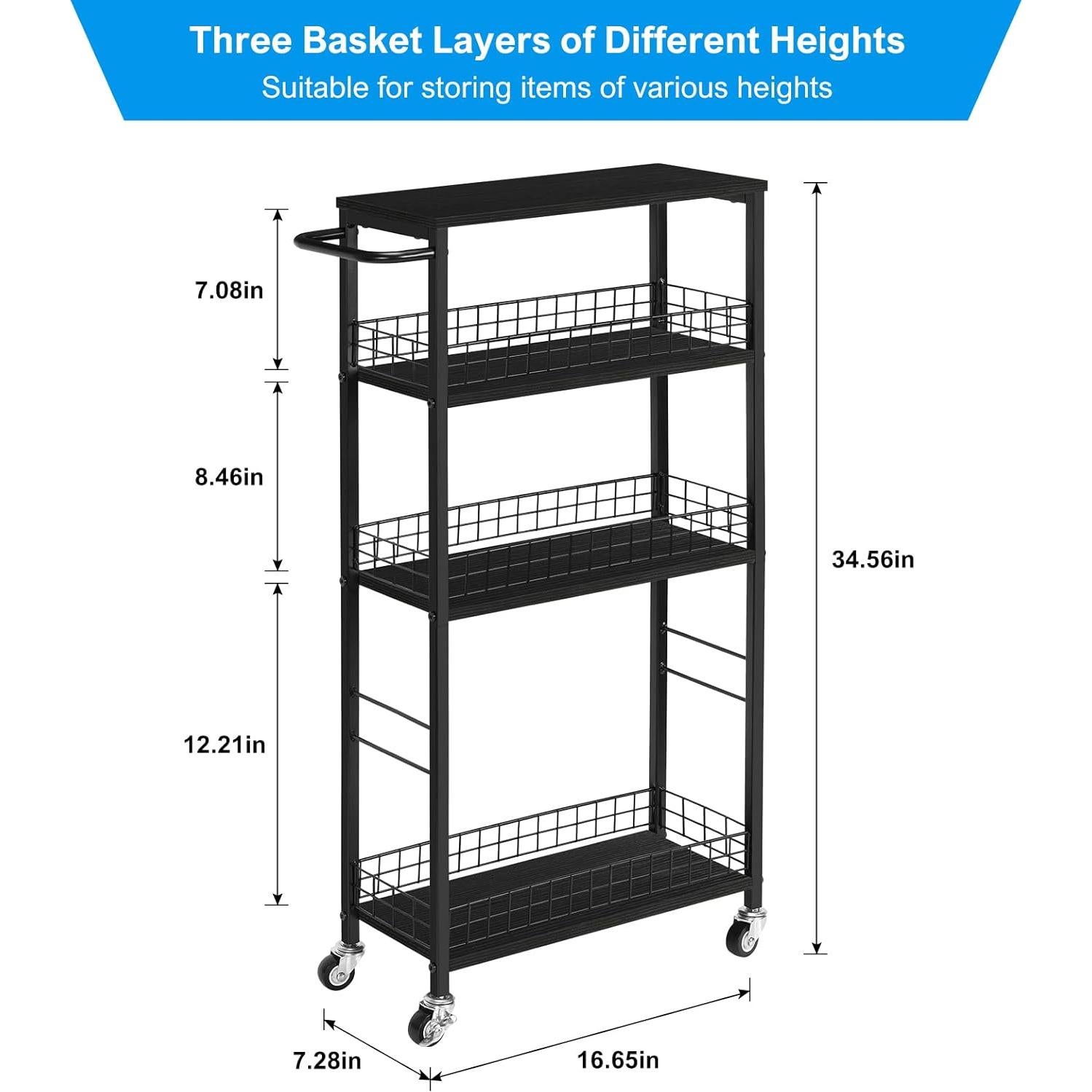 Carrito de Almacenamiento Estrecho YBING 4 Niveles Negro