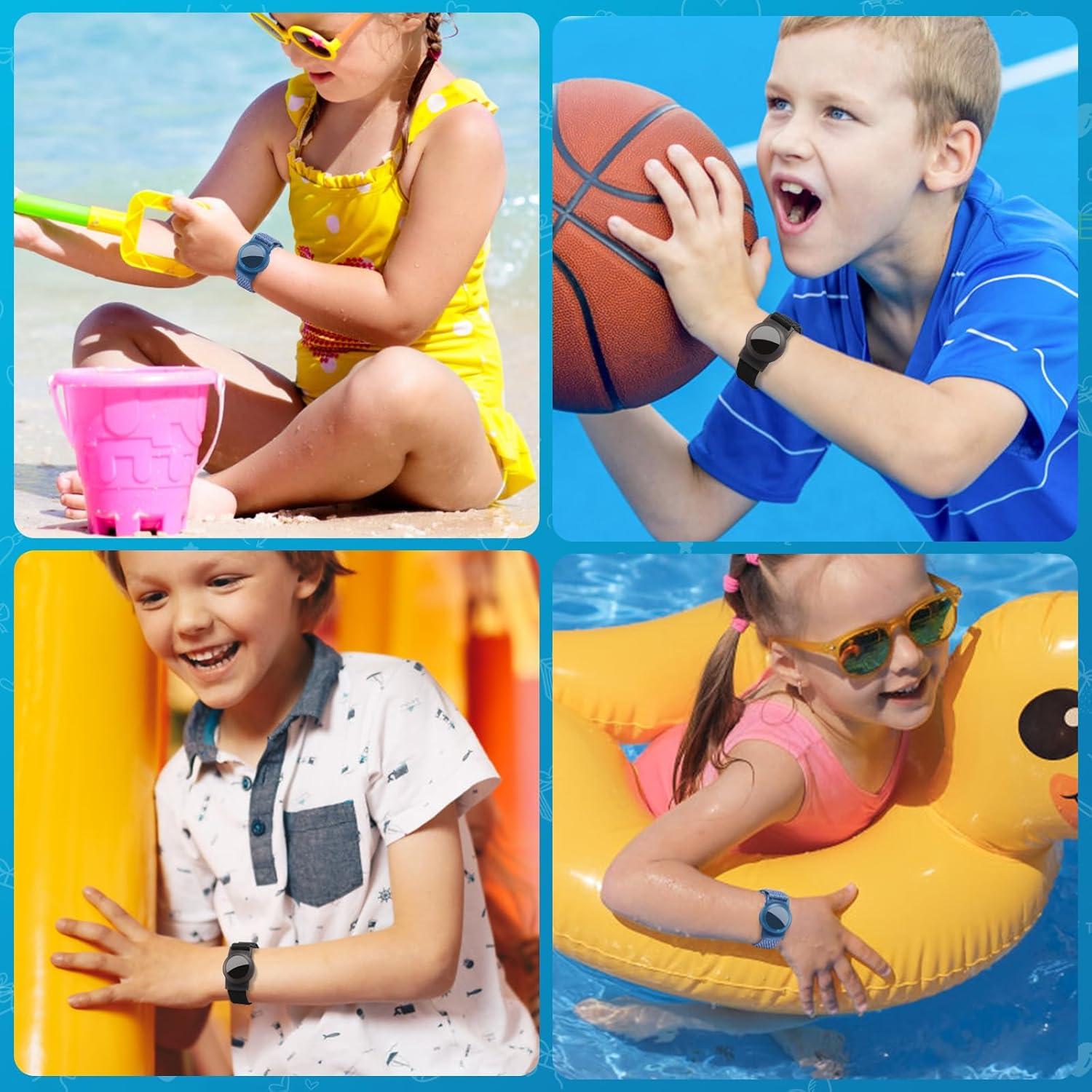 Pulsera a Prueba de Agua Ztobny para AirTag Niños - Negro y Azul