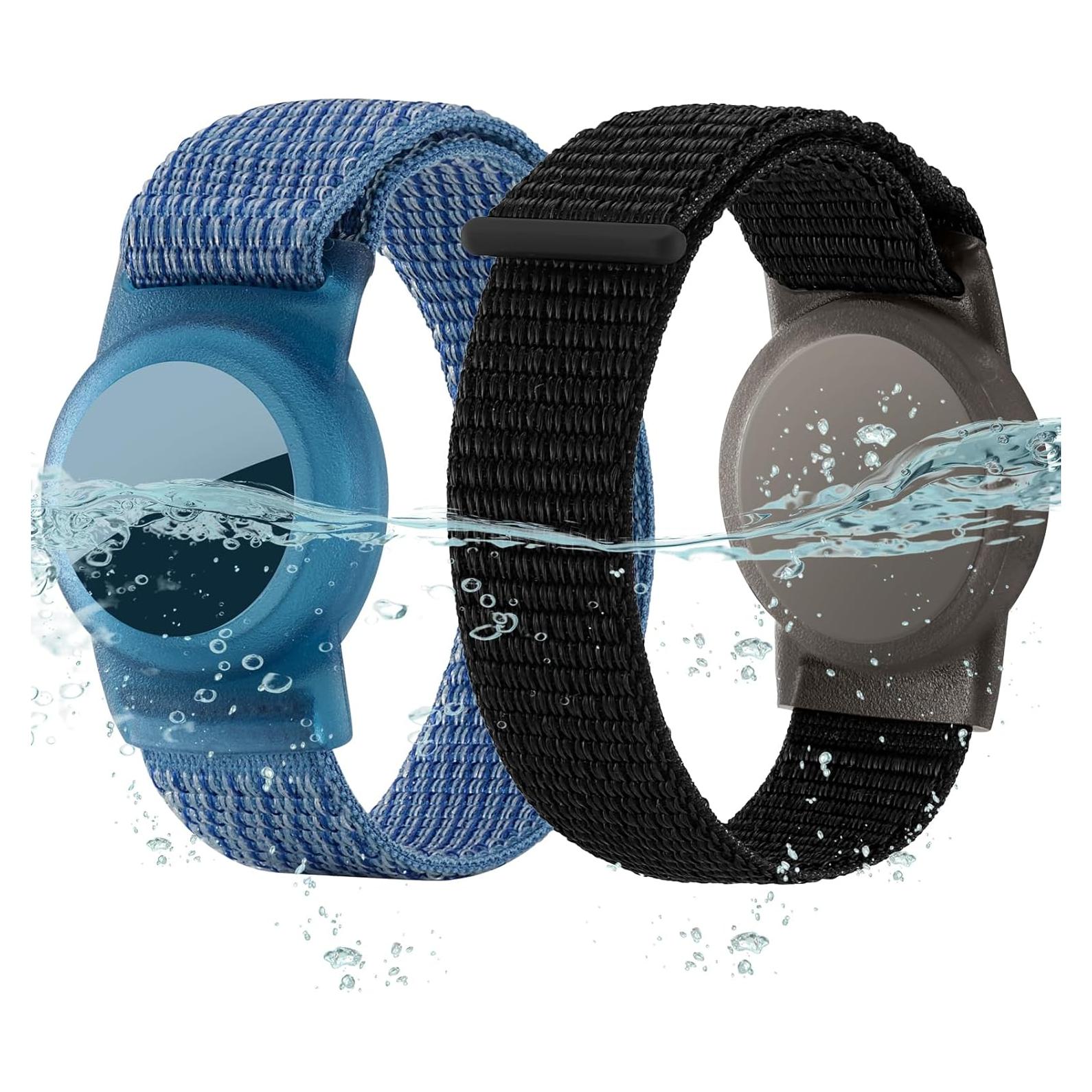 Pulsera Impermeable para AirTag Ztobny - Ajustable, Nylon, Negro/Azul
