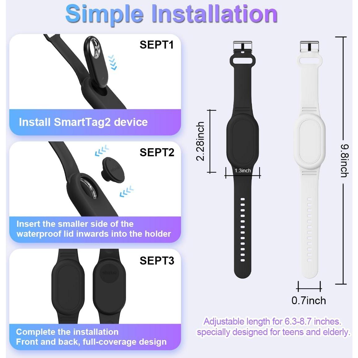 Funda Pulsera Silicona BIQIRE para Galaxy SmartTag 2 - 4 Pack