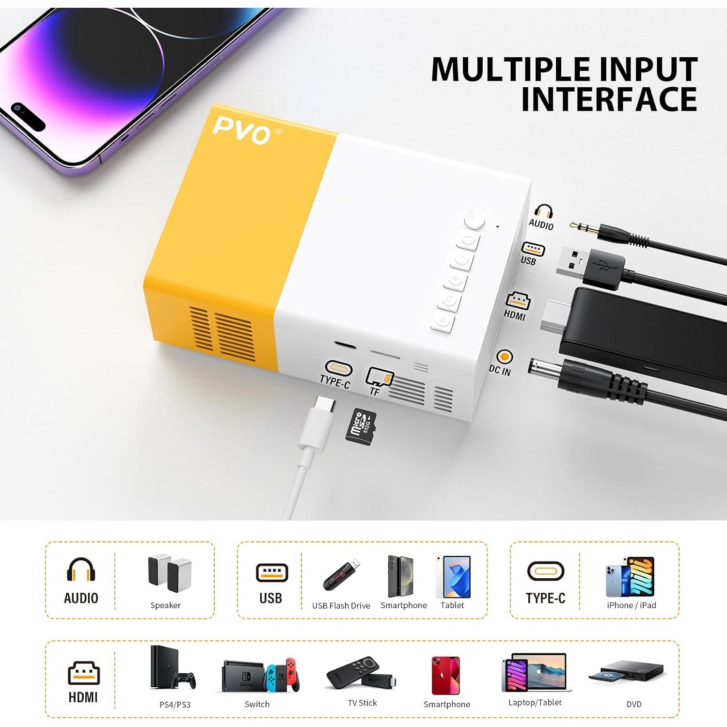 Proyector Mini PVO YG300Pro Portátil 300g con Bluetooth