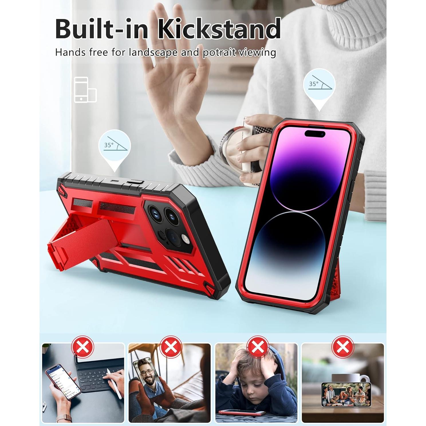 Funda FNTCASE para iPhone 14 Pro Max Resistente con Soporte