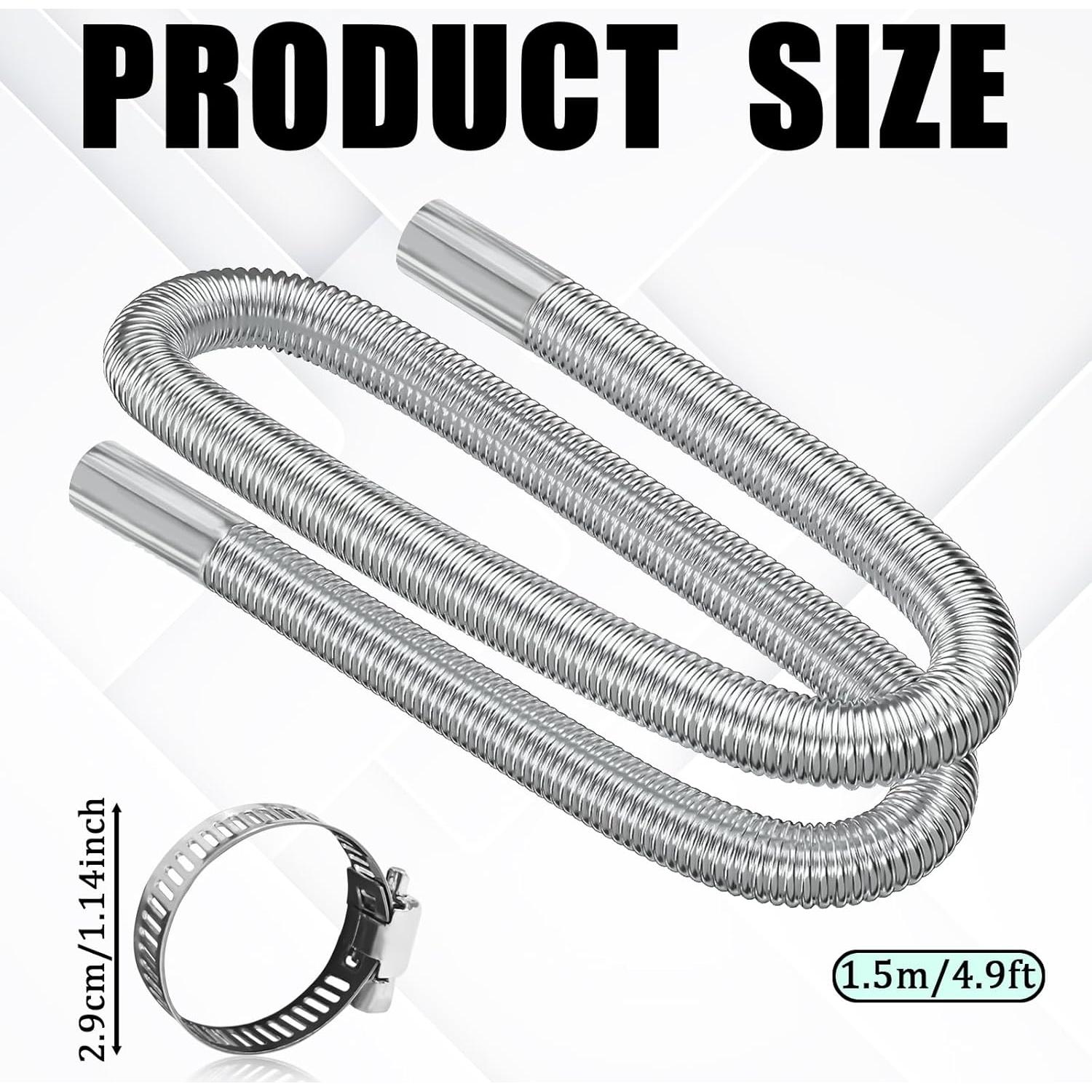 Tubo de Escape Flexible QKYS 150CM Acero Inoxidable 2.54CM