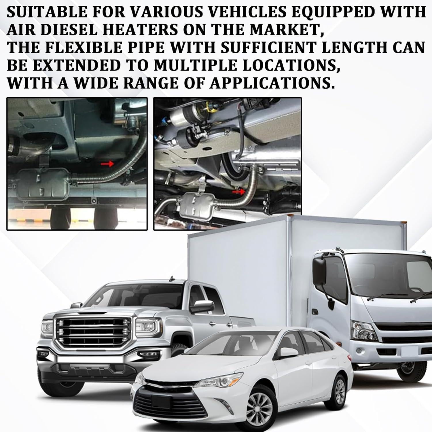 Tubo de Escape Flexible QKYS 150CM Acero Inoxidable 2.54CM