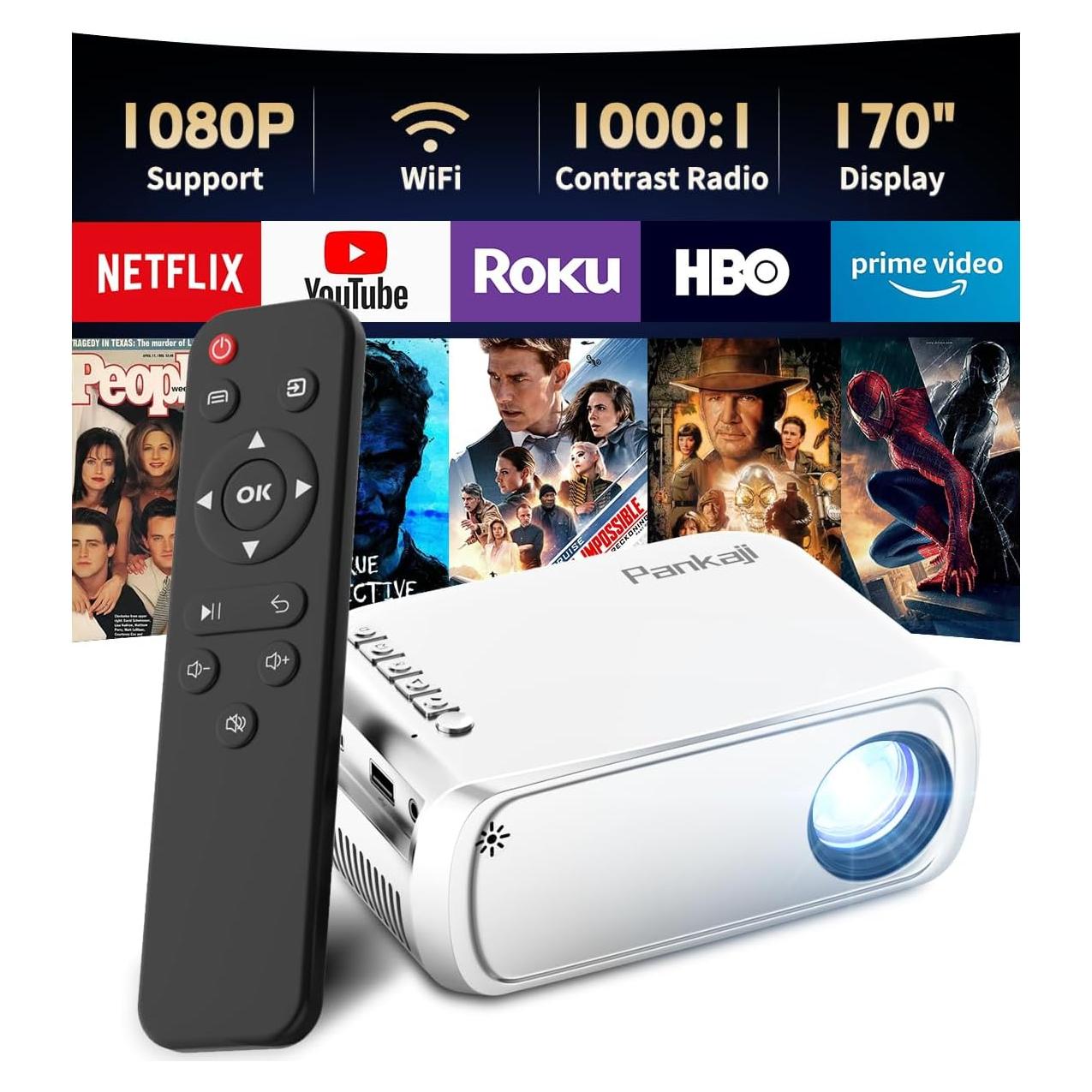 Mini proyector Pankaji 1080P WiFi portátil para iPhone