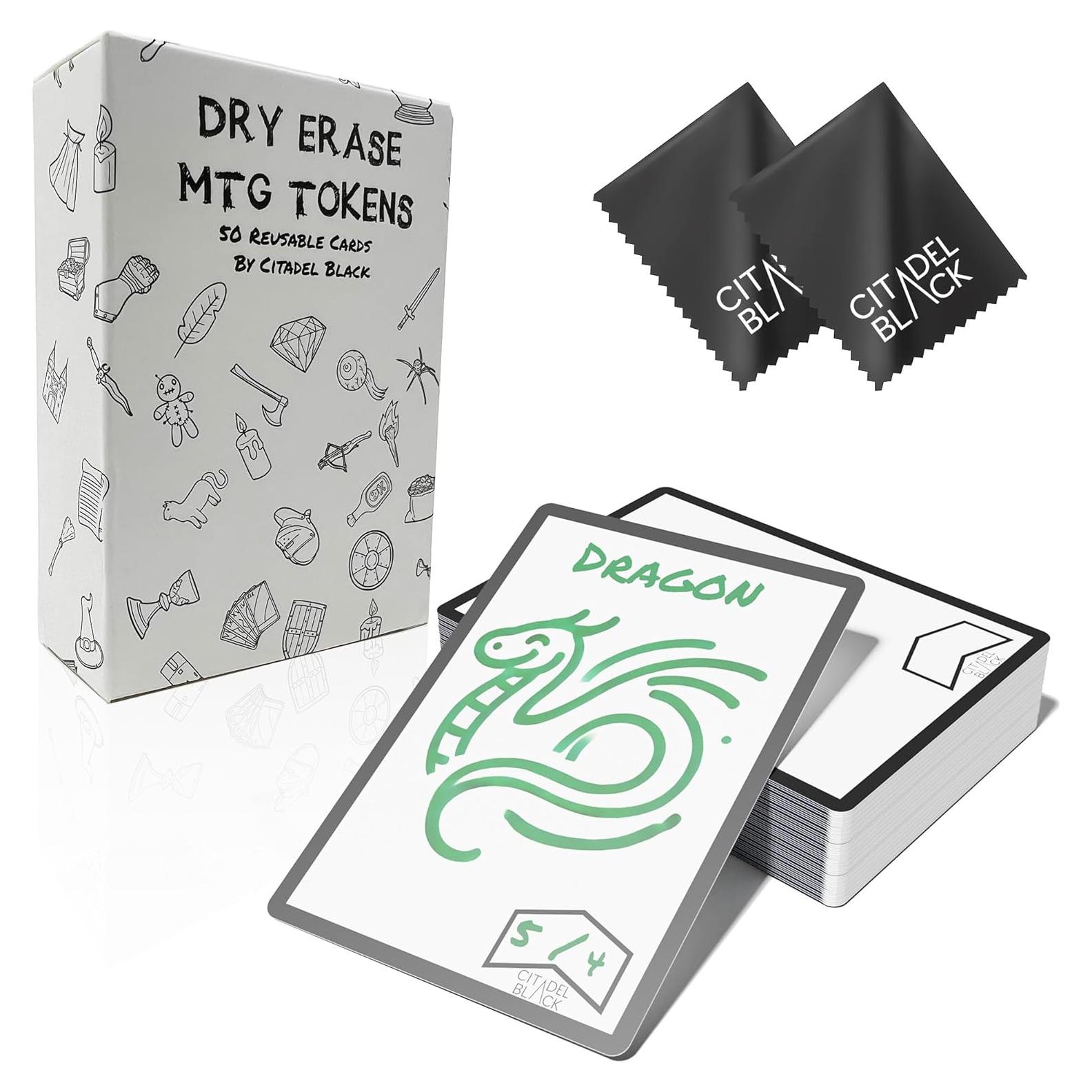 Conjunto 50 Fichas Borrables Citadel Black MTG Doble Cara