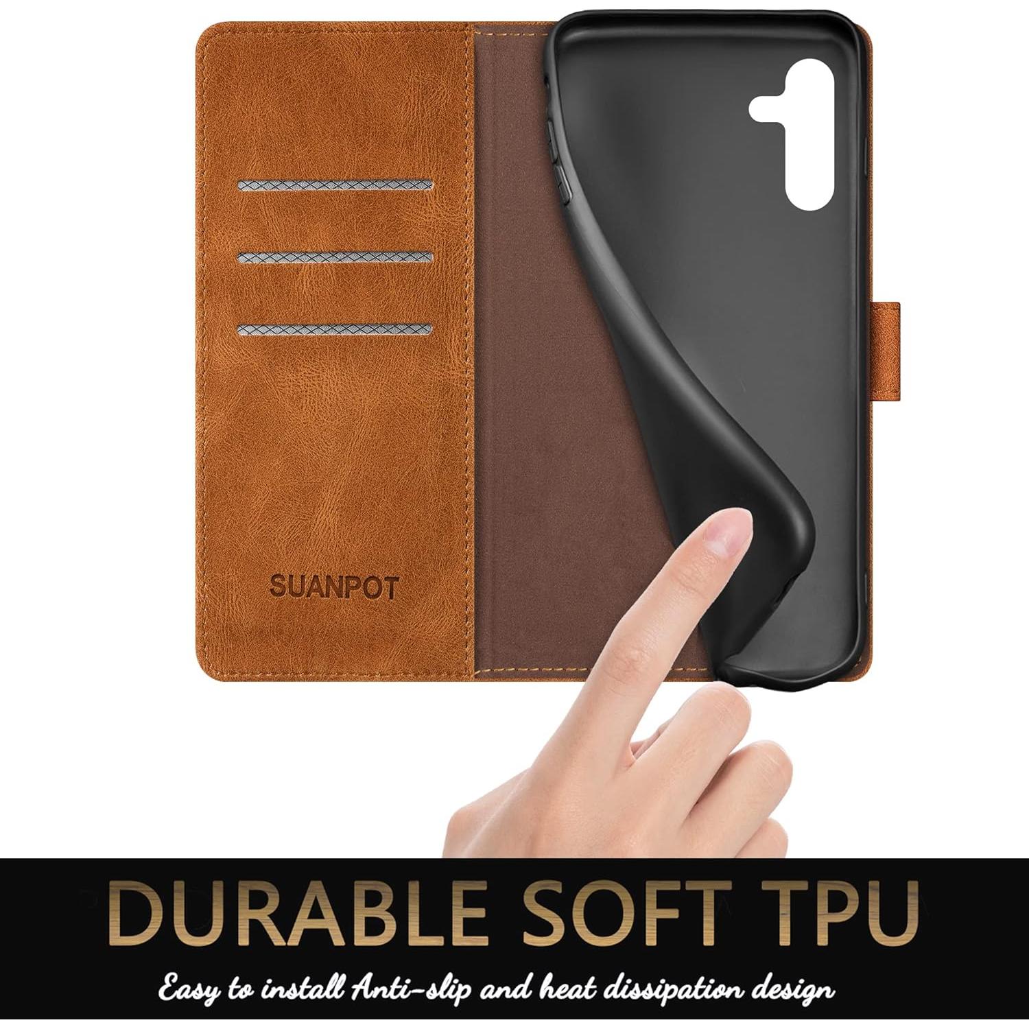 Funda de billetera SUANPOT para Samsung A14 5G con RFID