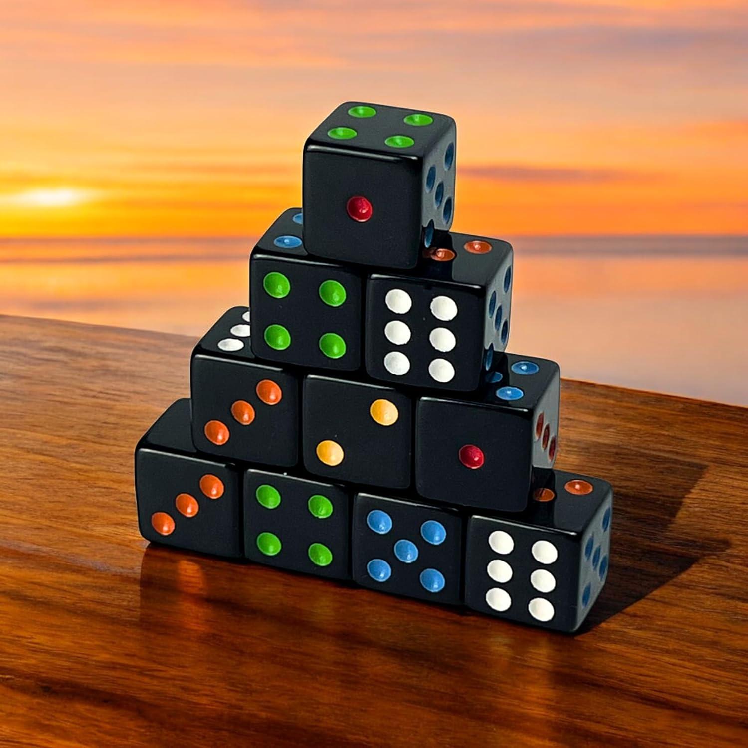 Dados D6 Luck Lab Multicolor 10 Piezas 16mm con Bolsa