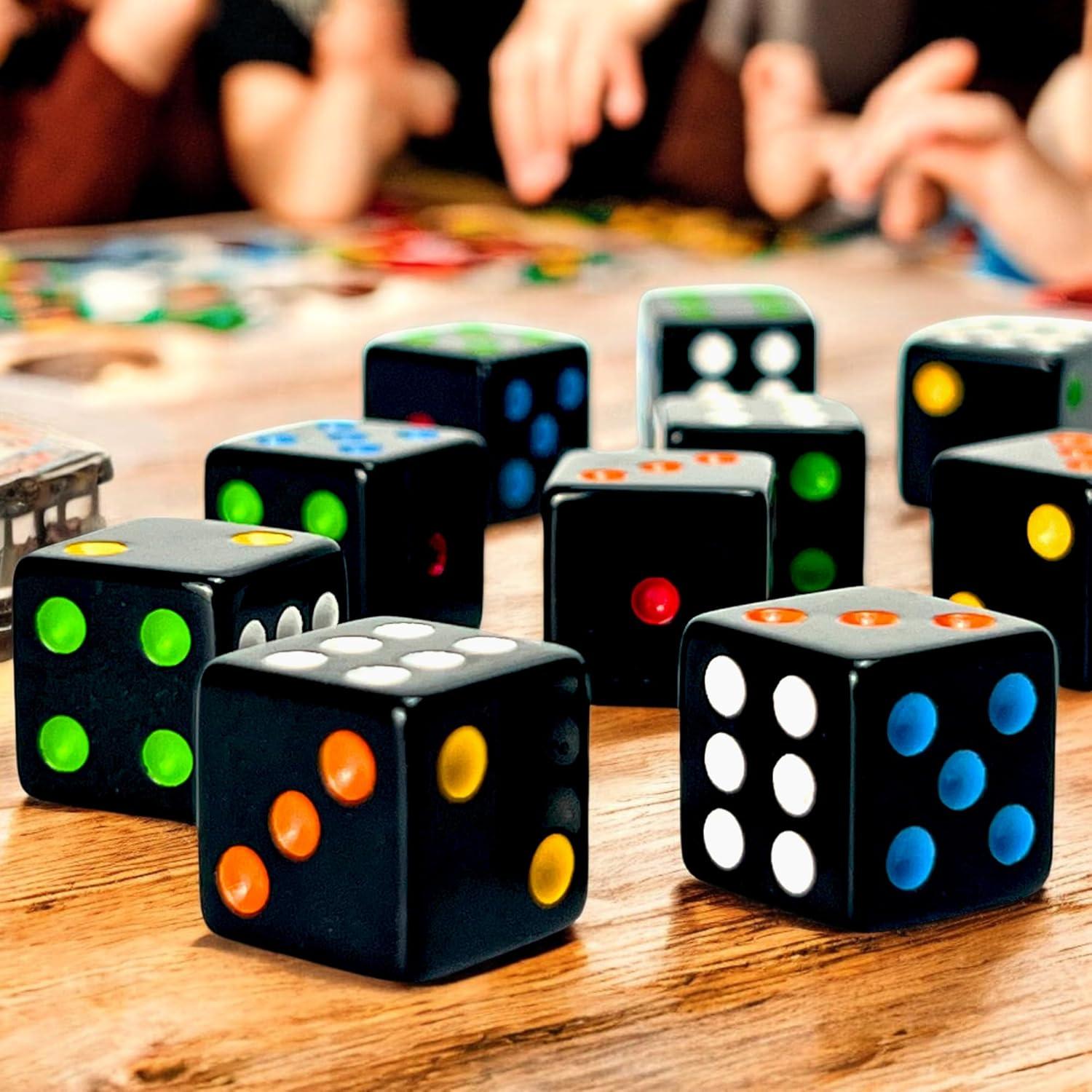 Dados D6 Luck Lab Multicolor 10 Piezas 16mm con Bolsa