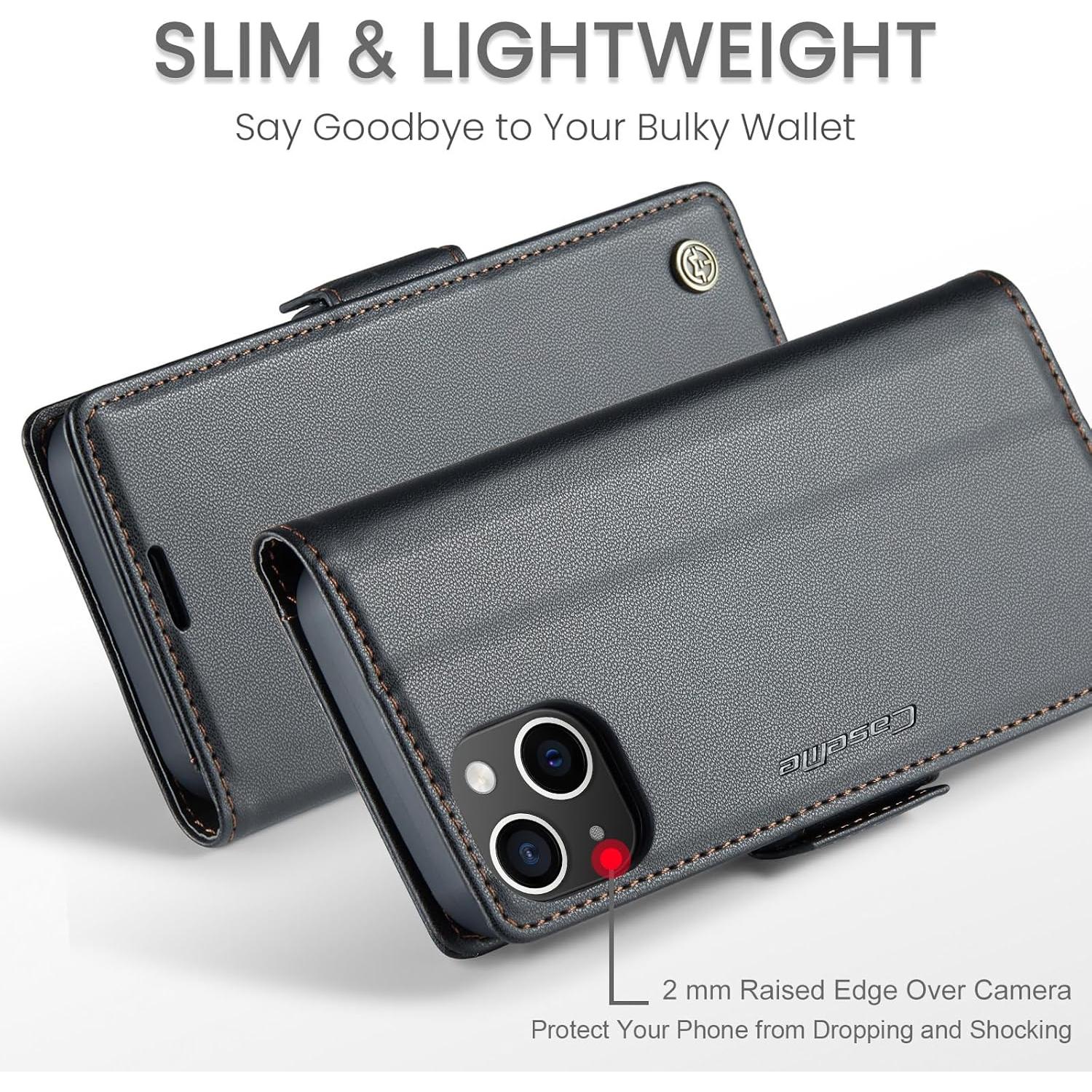 Funda Cartera QLTYPRI para iPhone 13/14 - PU Magnética con RFID