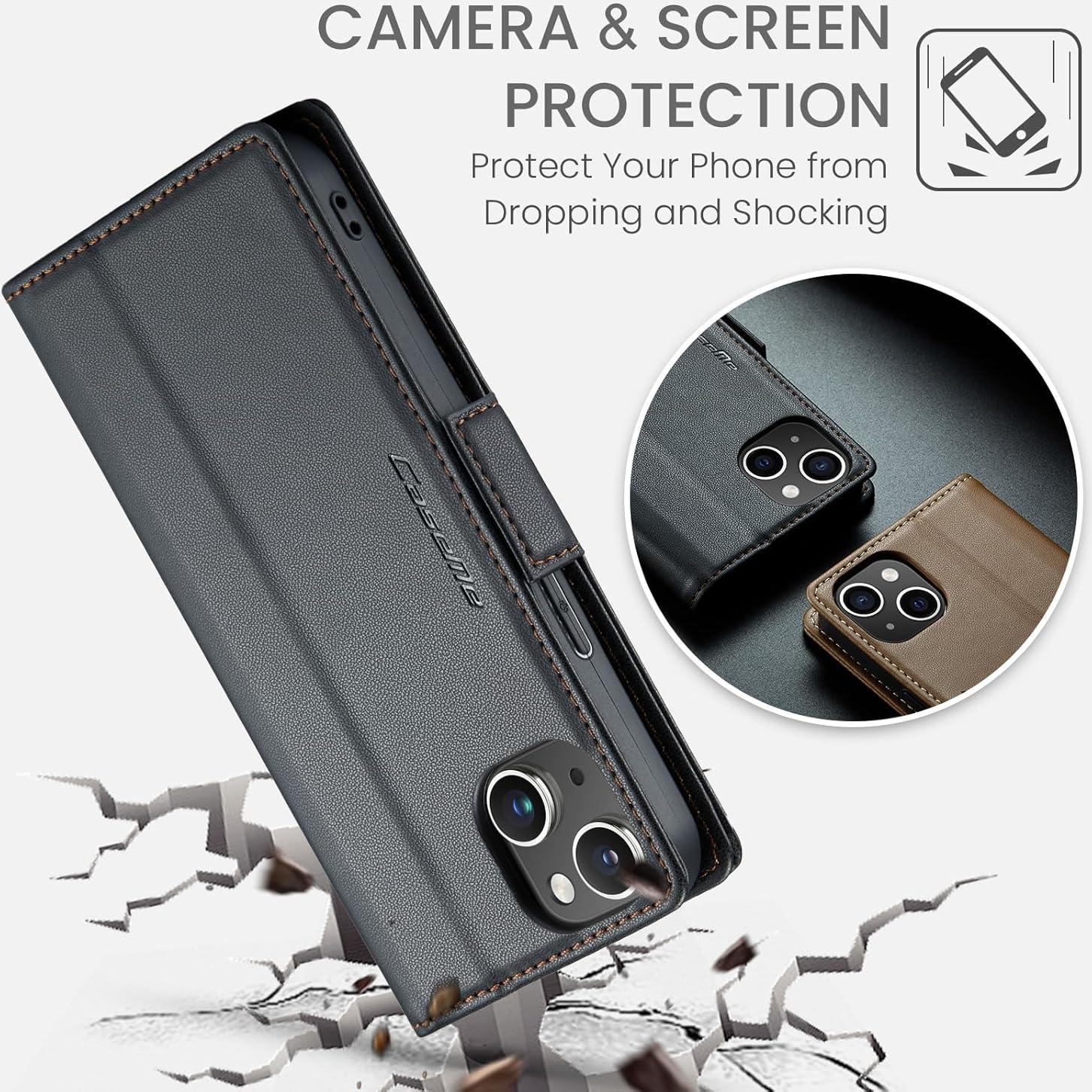 Funda Cartera QLTYPRI para iPhone 13/14 - PU Magnética con RFID