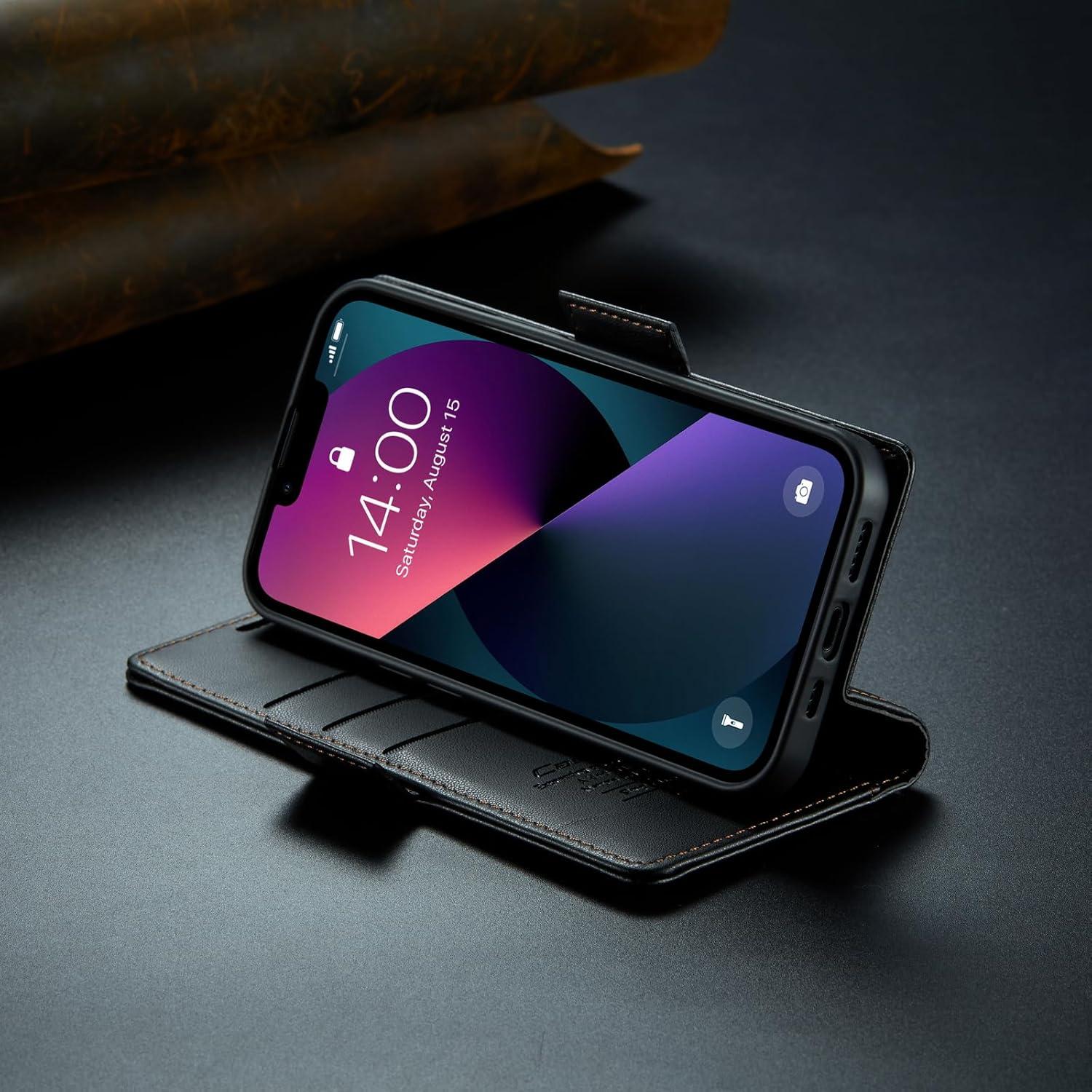 Funda Cartera QLTYPRI para iPhone 13/14 - PU Magnética con RFID