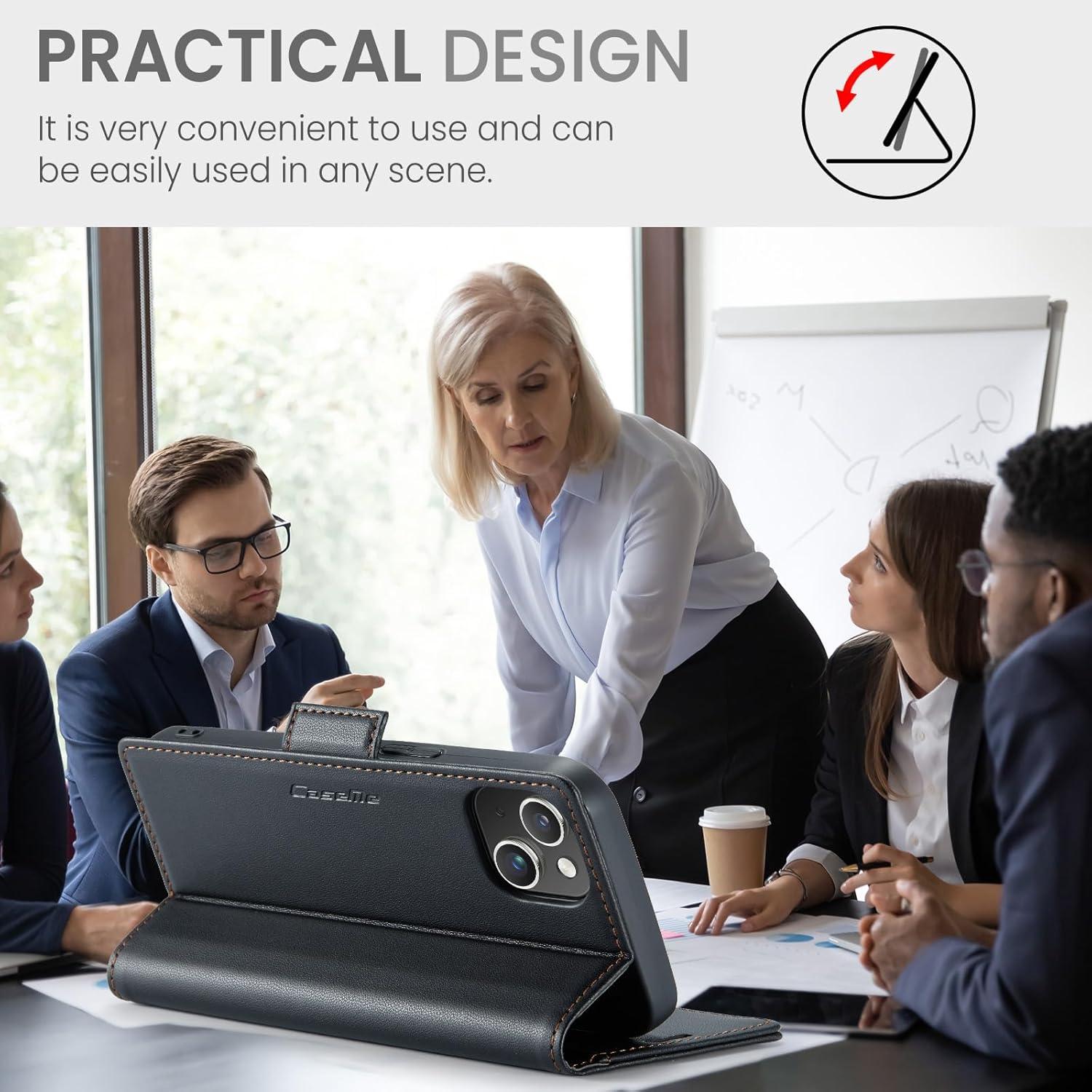 Funda Cartera QLTYPRI para iPhone 13/14 - PU Magnética con RFID