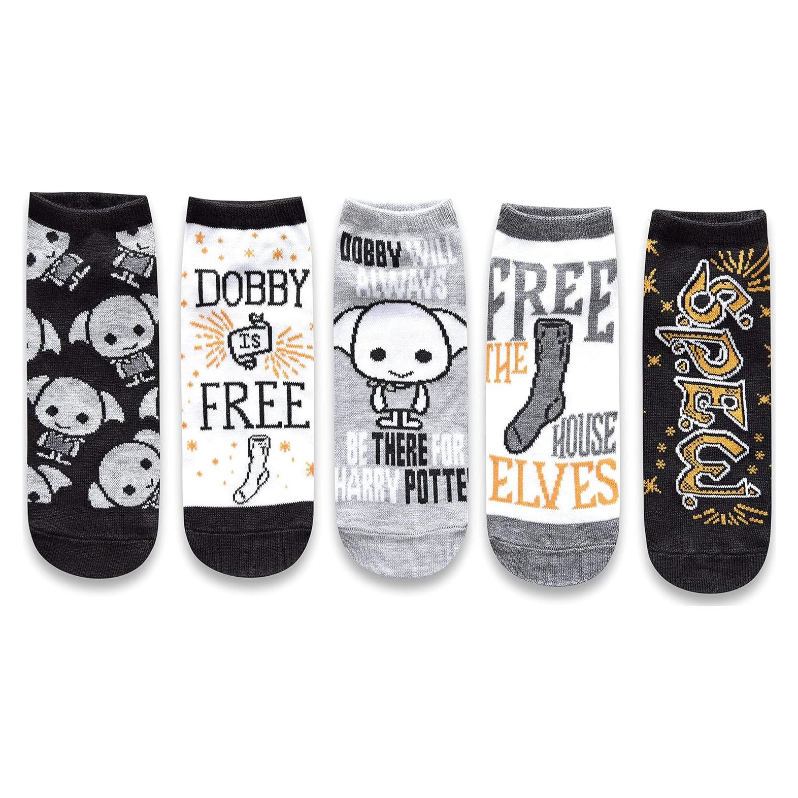 Calcetines Tobilleros Harry Potter Dobby 5 Paquetes Talla 4-10