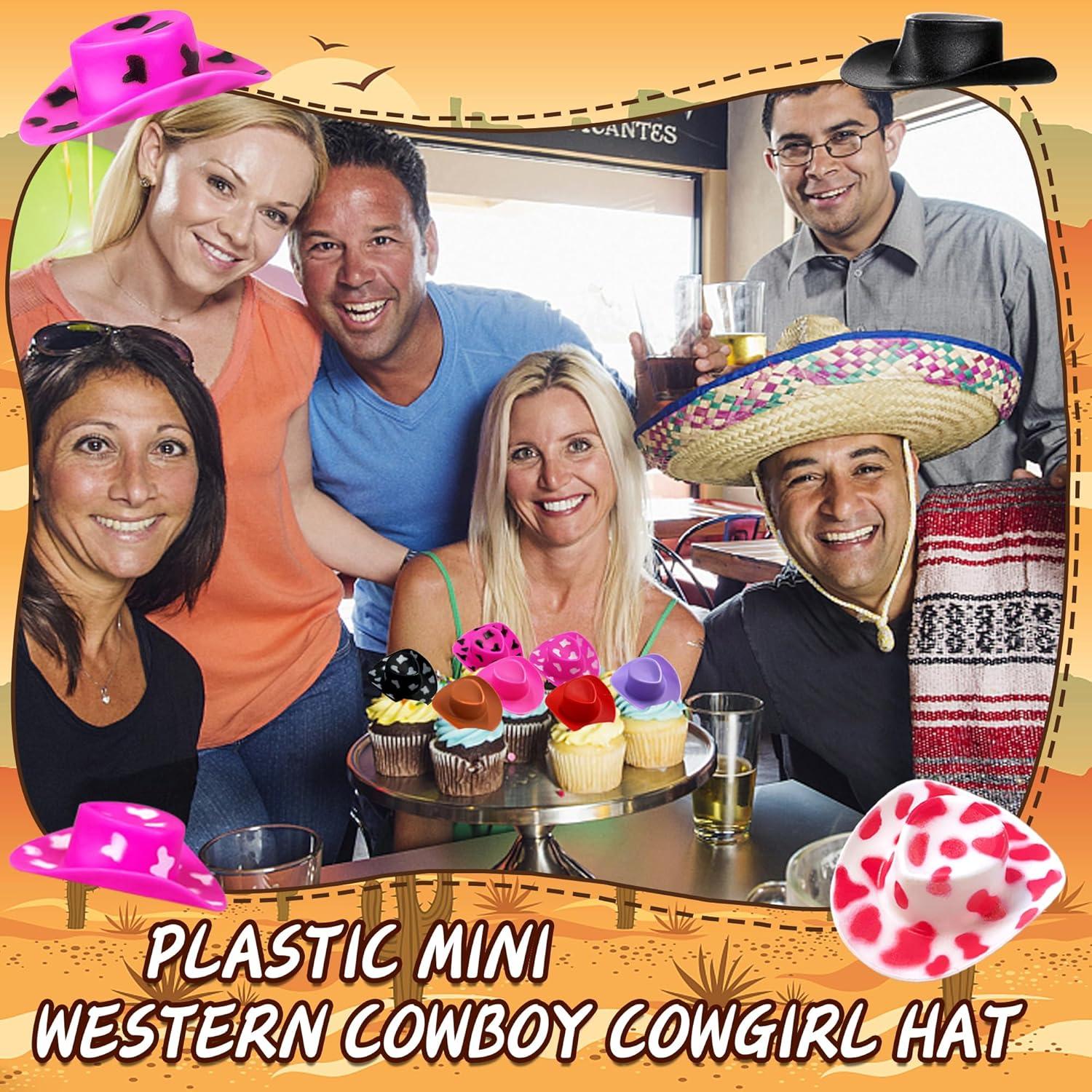 36 Sombreros Mini Vaqueros de Plástico para Decoración