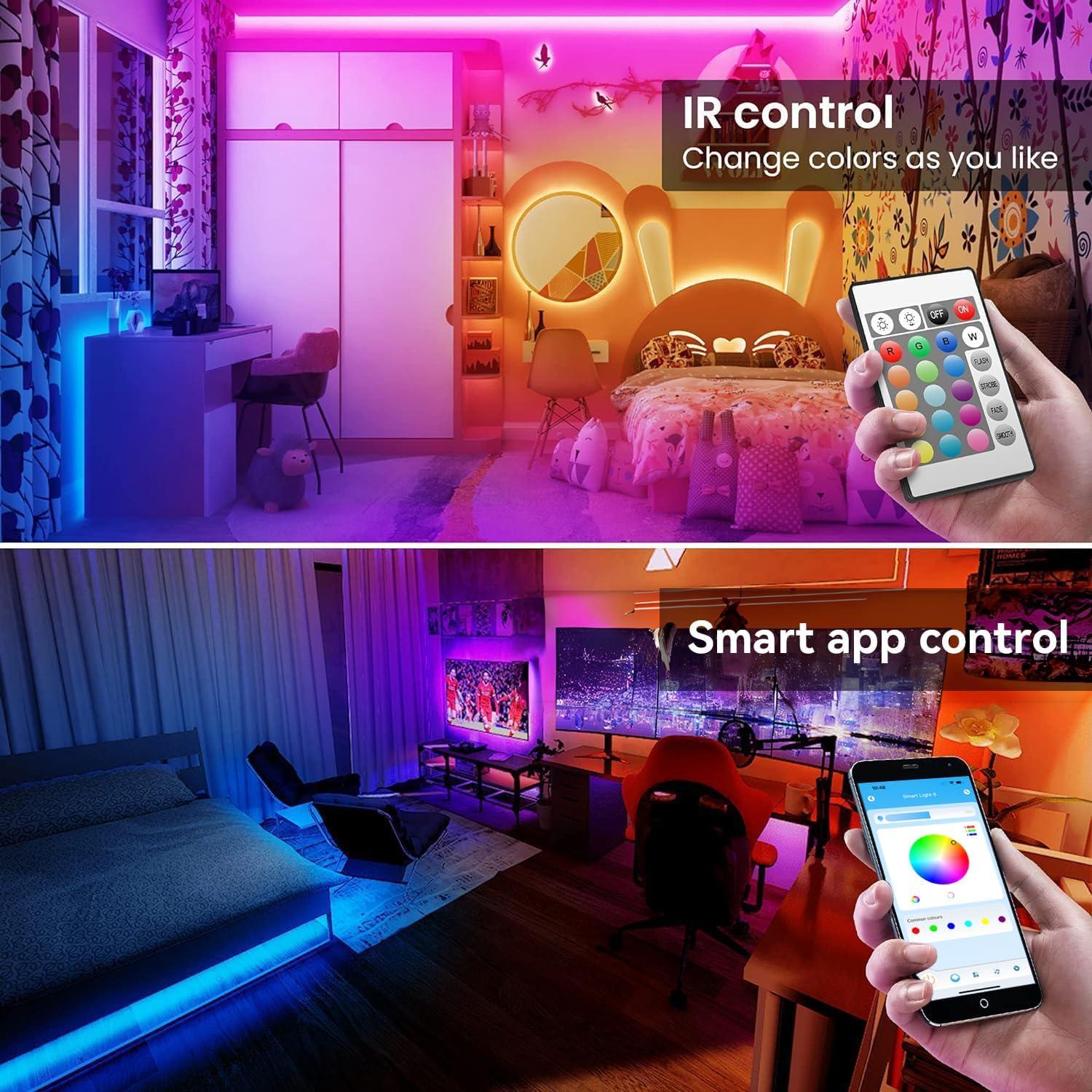 Tira de LED Bluetooth TJOY 15.24m RGB con Control APP y Remoto