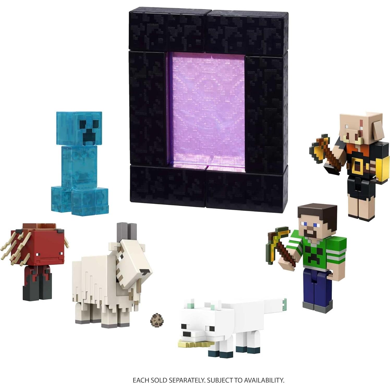 Figura de Acción Creeper Minecraft Mattel 8,26 cm con portal