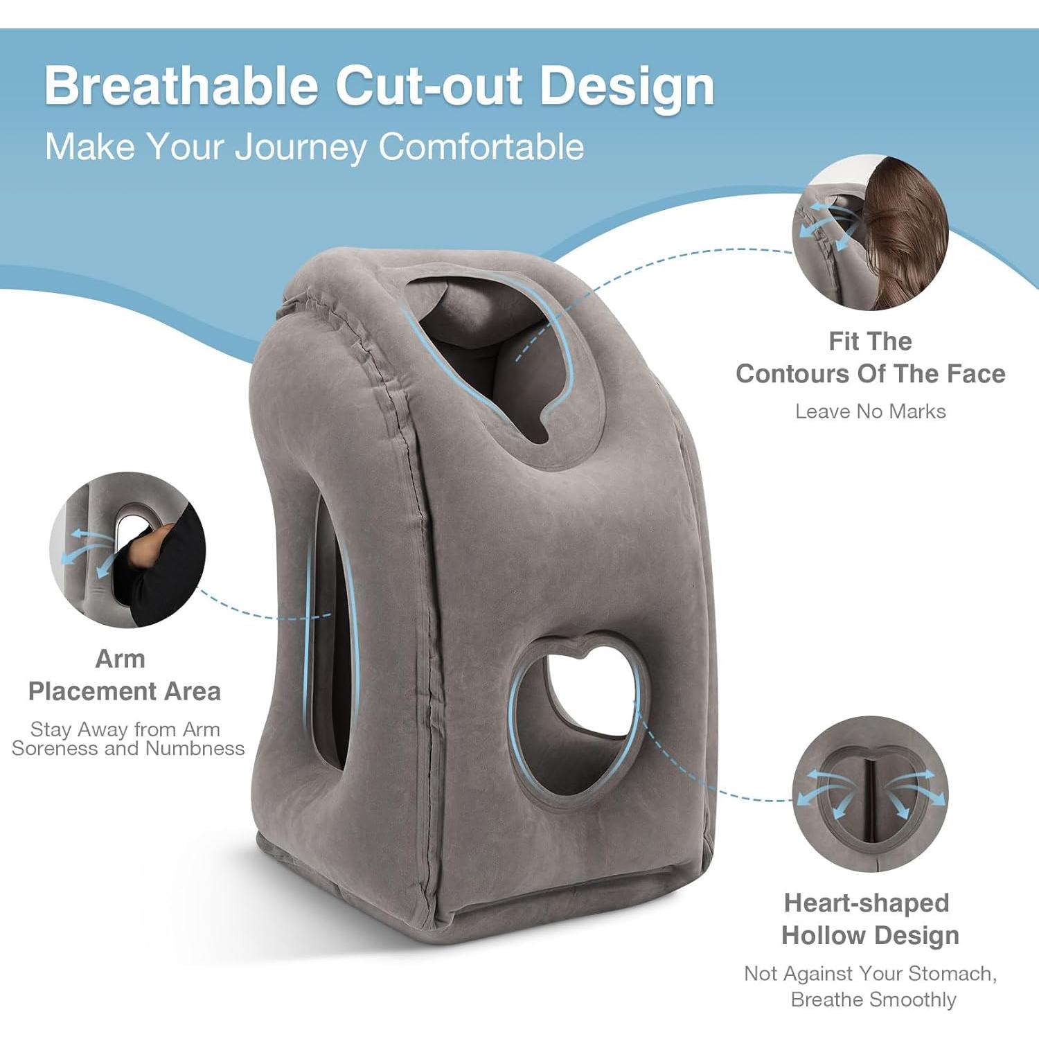 Almohada de Viaje Inflable MoKo PVC Gris Soporte Cuello