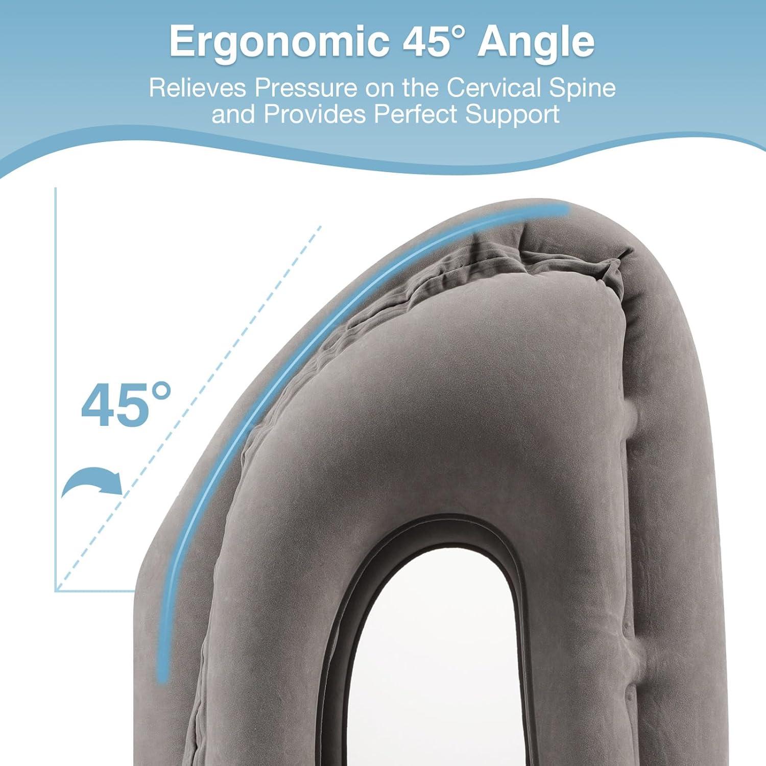 Almohada de Viaje Inflable MoKo PVC Gris Soporte Cuello