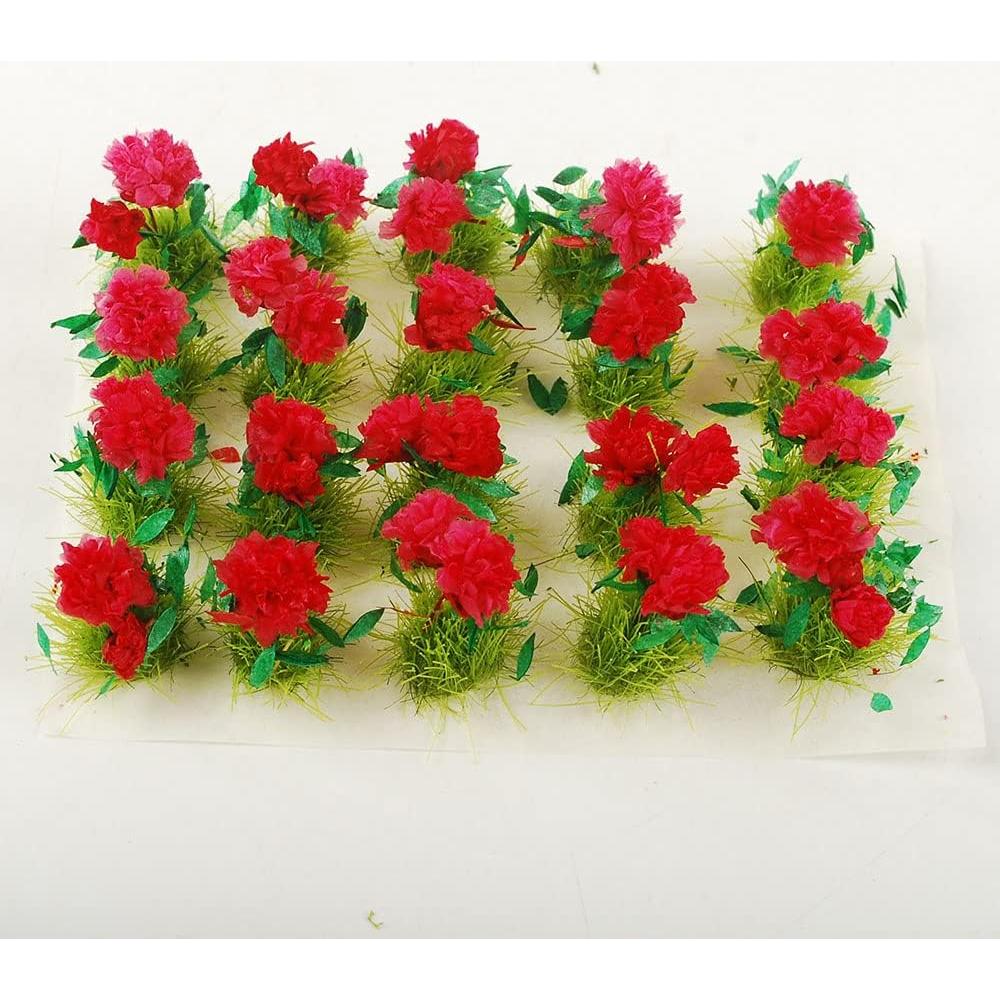 NWFashion 40PCS Miniature Colorful Flower Cluster Groups Grass Tufts Miniature Static Scenery Model (Red)