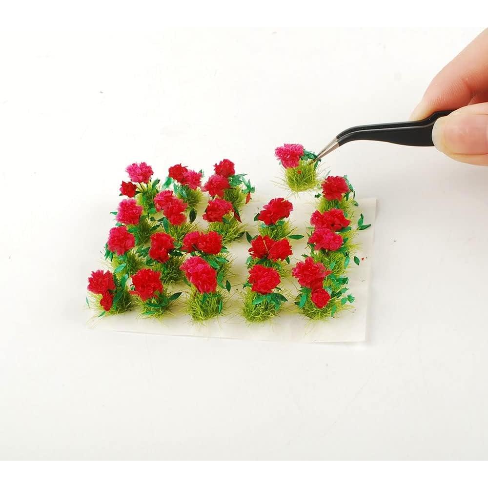 NWFashion 40PCS Miniature Colorful Flower Cluster Groups Grass Tufts Miniature Static Scenery Model (Red)