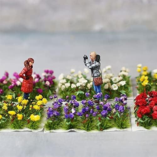 NWFashion 40PCS Miniature Colorful Flower Cluster Groups Grass Tufts Miniature Static Scenery Model (Red)