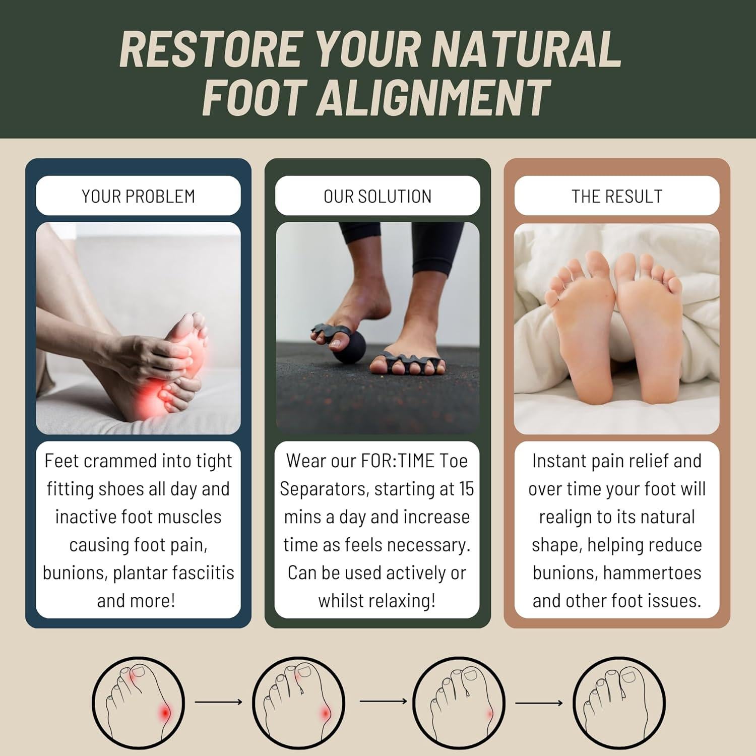 Separadores de Dedos de Gel For Time Fitness - Corrector de Juanetes