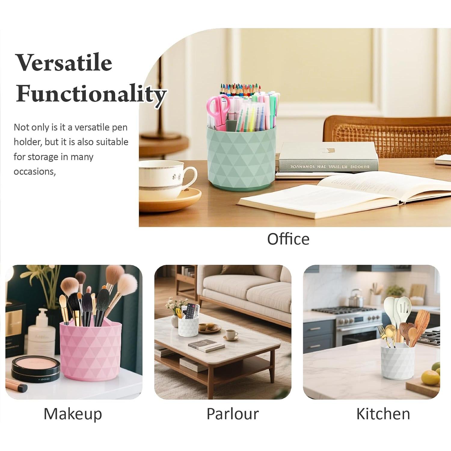 Organizador de Escritorio Rotativo Hollinycol Verde 5 Compartimentos