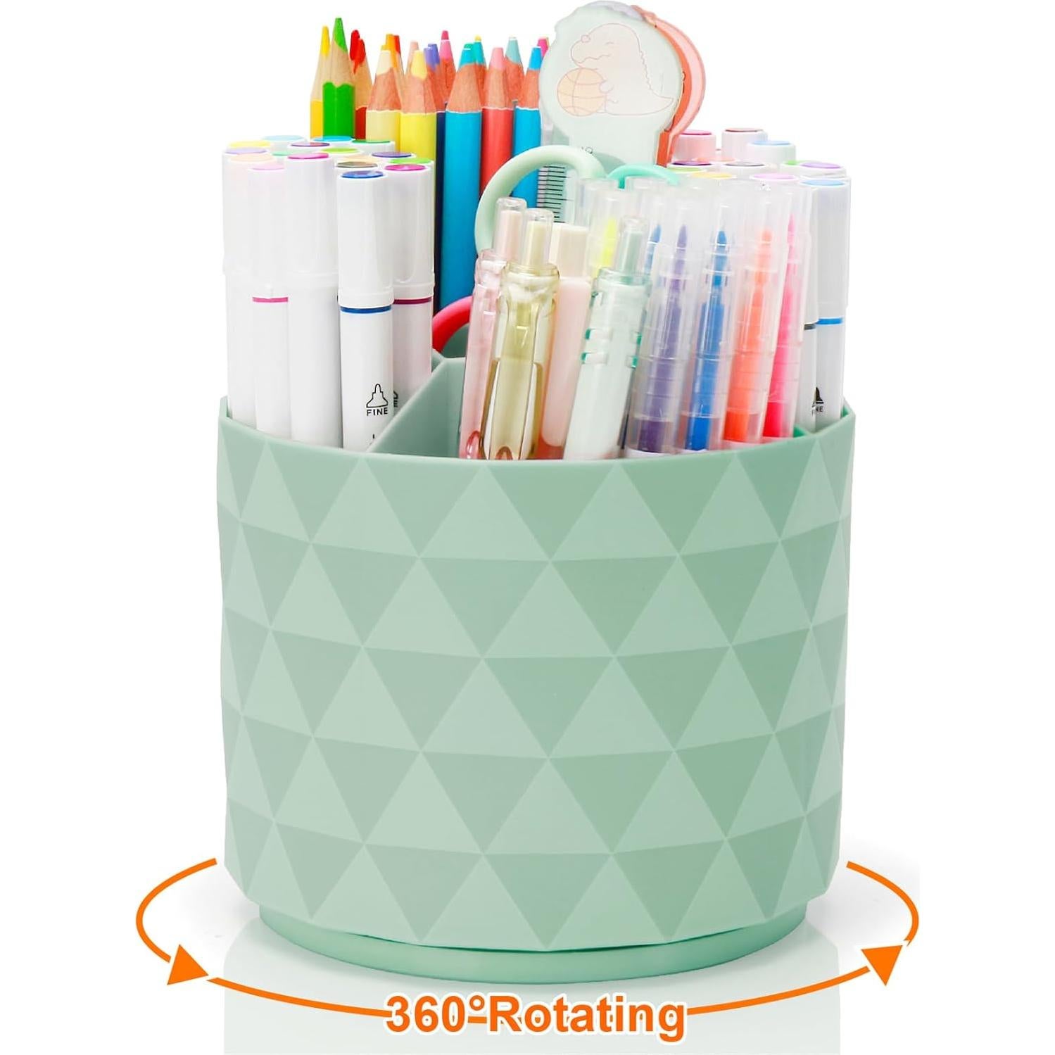 Organizador de Escritorio Rotativo Hollinycol Verde 5 Compartimentos