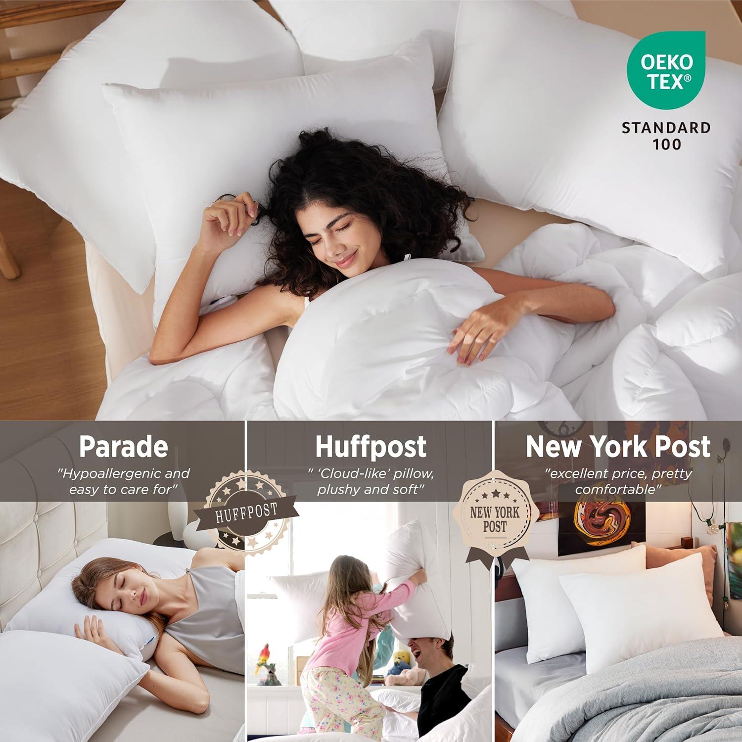 Cojines de cama Bedsure 2pk Firmeza Media 100% Poliester