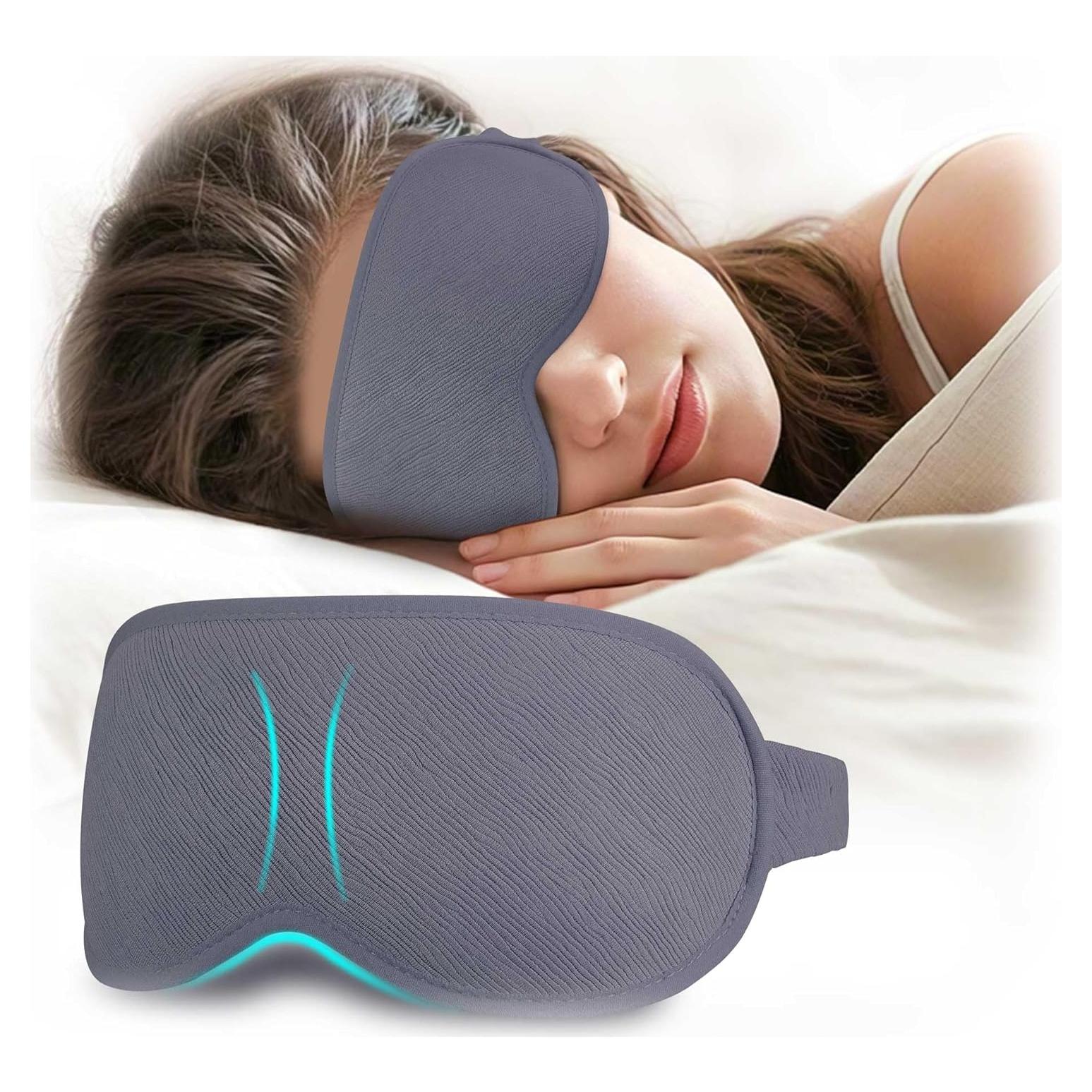 Máscara de Sueño 3D Halenmou Gris - Bloqueo Total de Luz