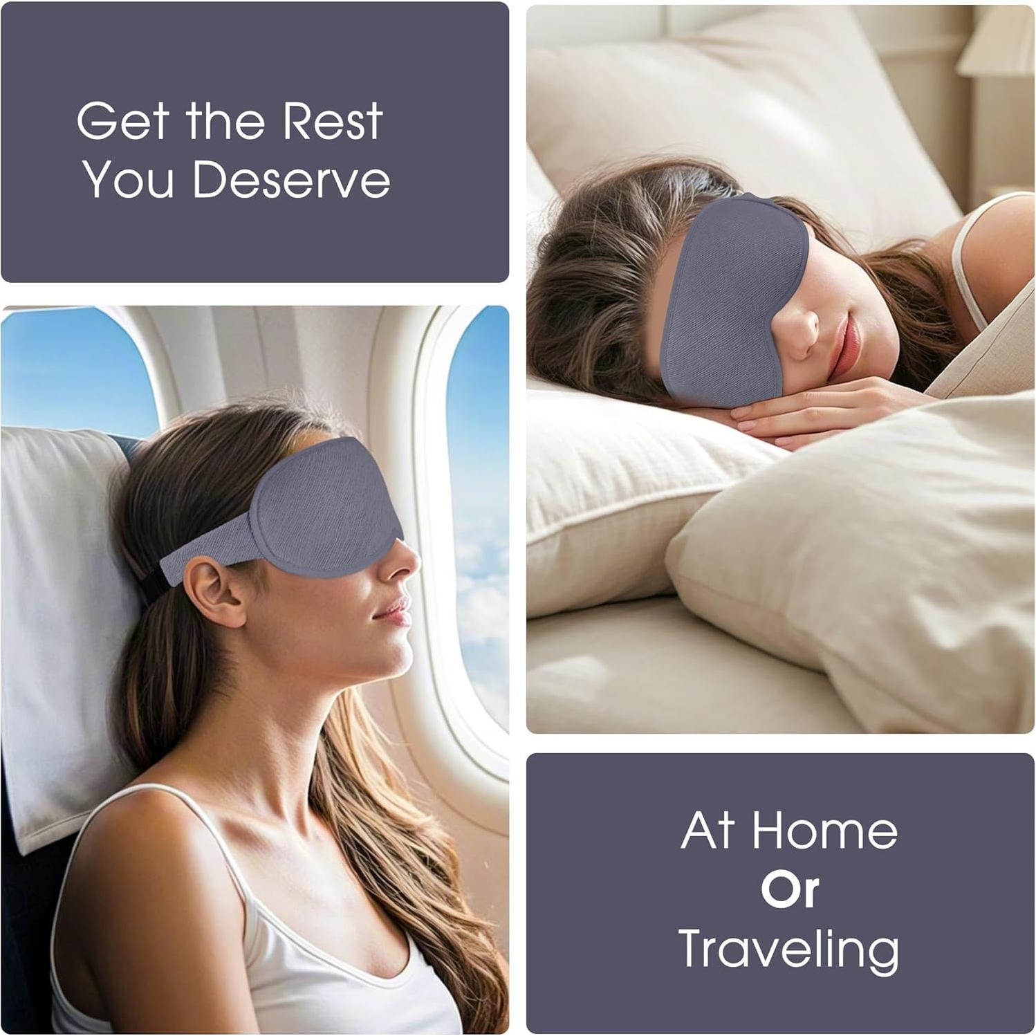 Máscara de Sueño 3D Halenmou Gris - Bloqueo Total de Luz
