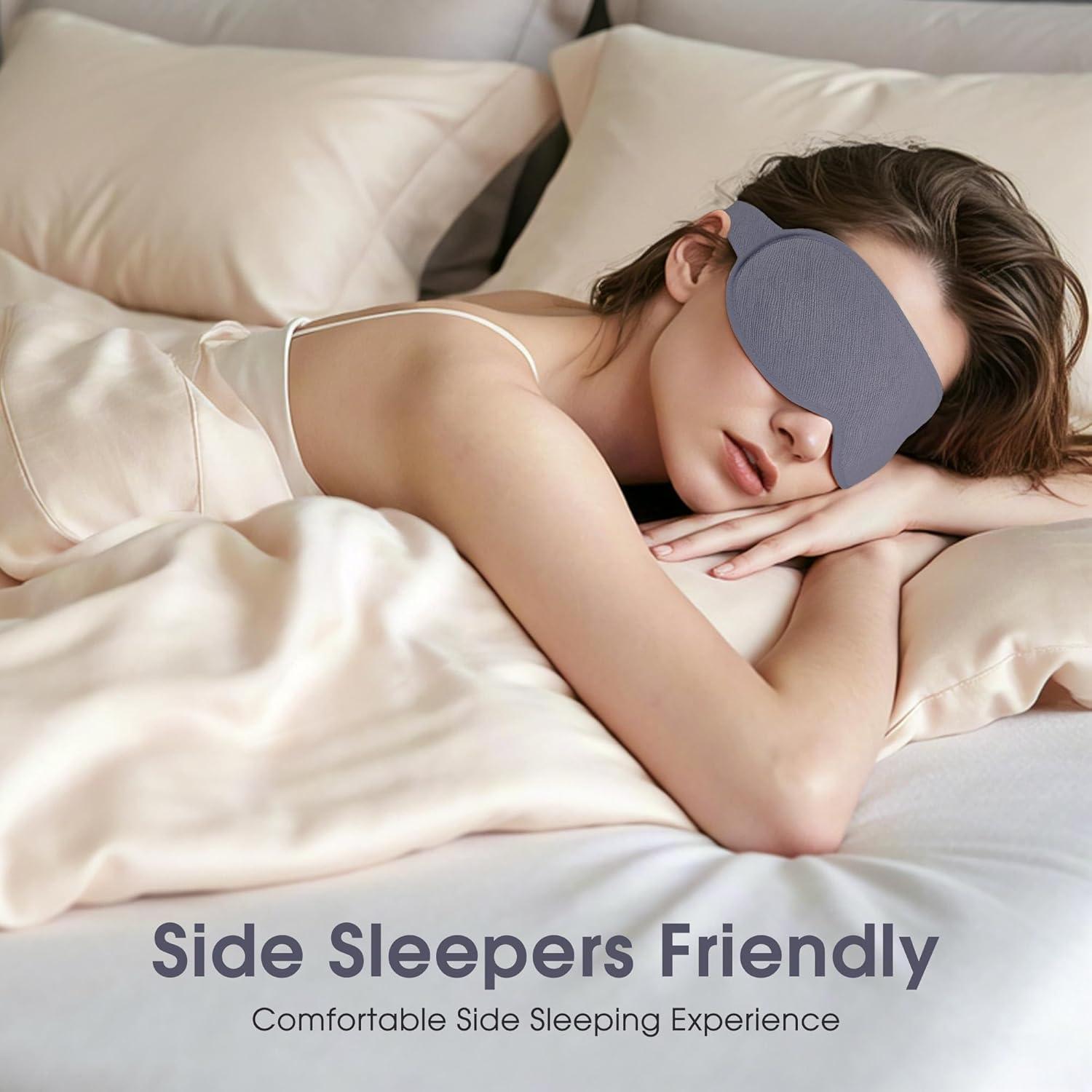 Máscara de Sueño 3D Halenmou Gris - Bloqueo Total de Luz