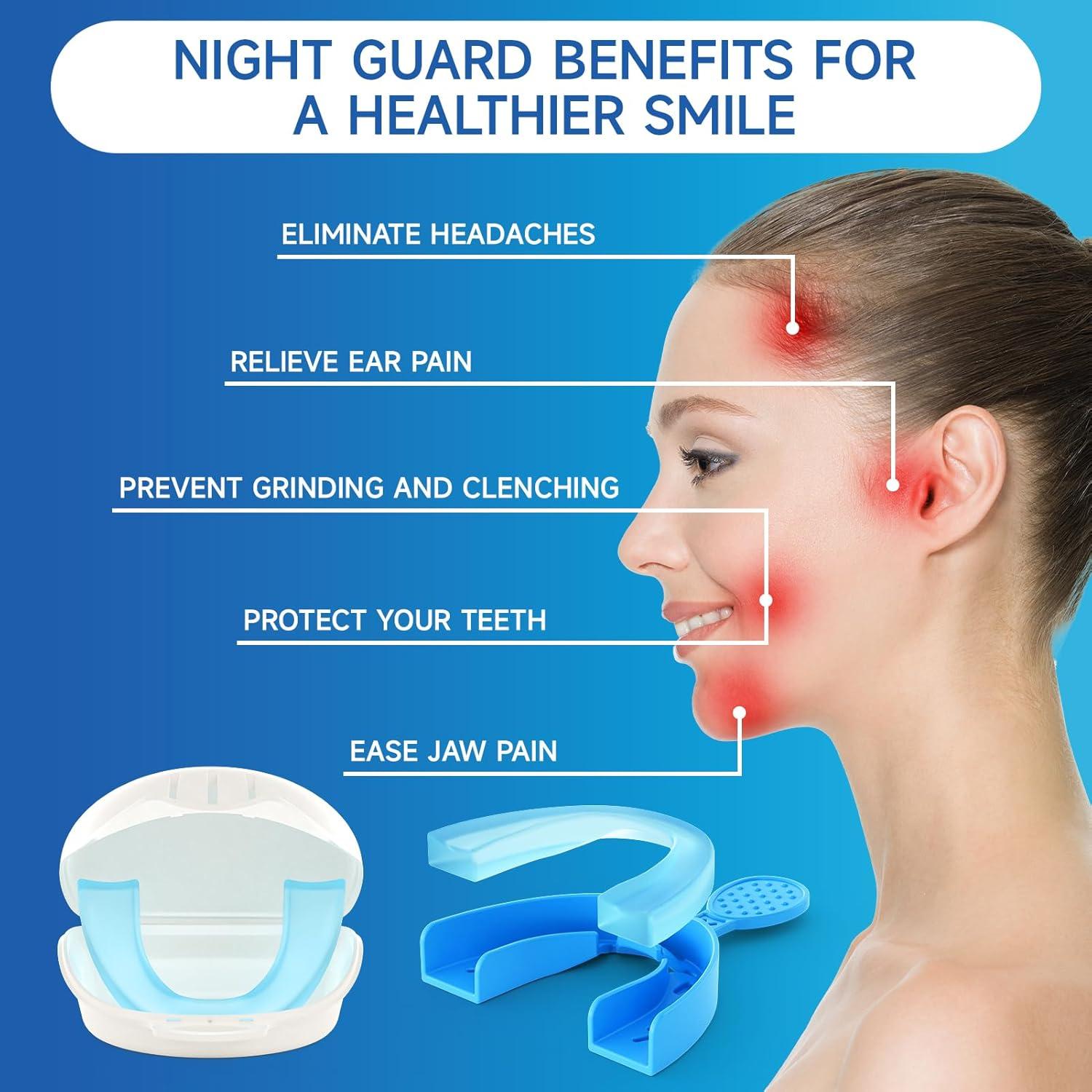 Upgraded Mouth Guards for Grinding Teeth at Night, 4 Pack,Standard Size, Professional Night Guard with Fitting Tray, Comfortable Mouth Guard for Clenching Teeth at Night