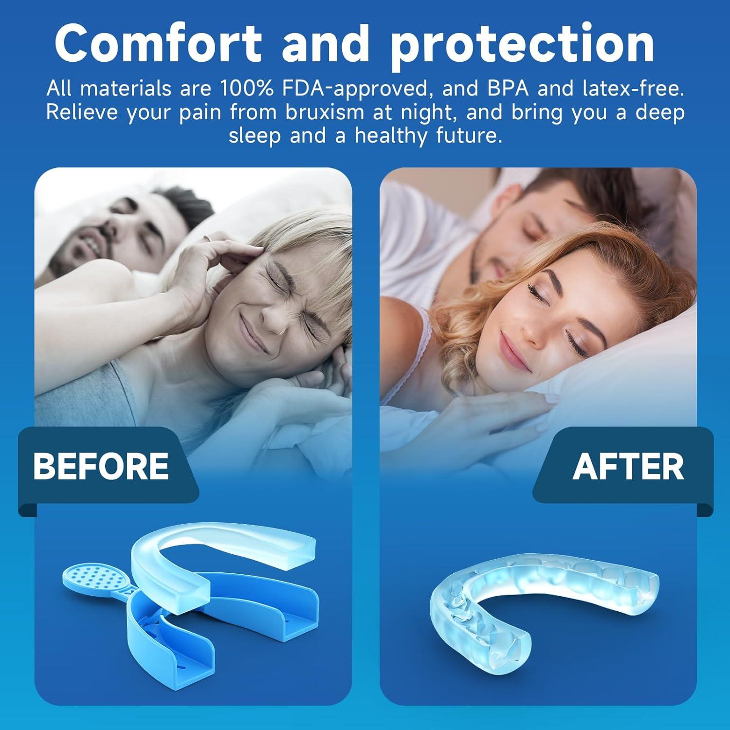 Upgraded Mouth Guards for Grinding Teeth at Night, 4 Pack,Standard Size, Professional Night Guard with Fitting Tray, Comfortable Mouth Guard for Clenching Teeth at Night