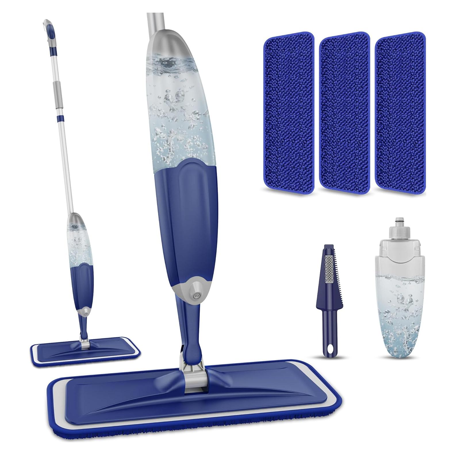 Microfiber Spray Mop for Floors Cleaning: Wet Dry Hardwood Floor Mops with 3 Washable Pads for Swiffer Powermop - Flat Mop with Sprayer for Tile Wood Laminate Vinyl Marble Floor
