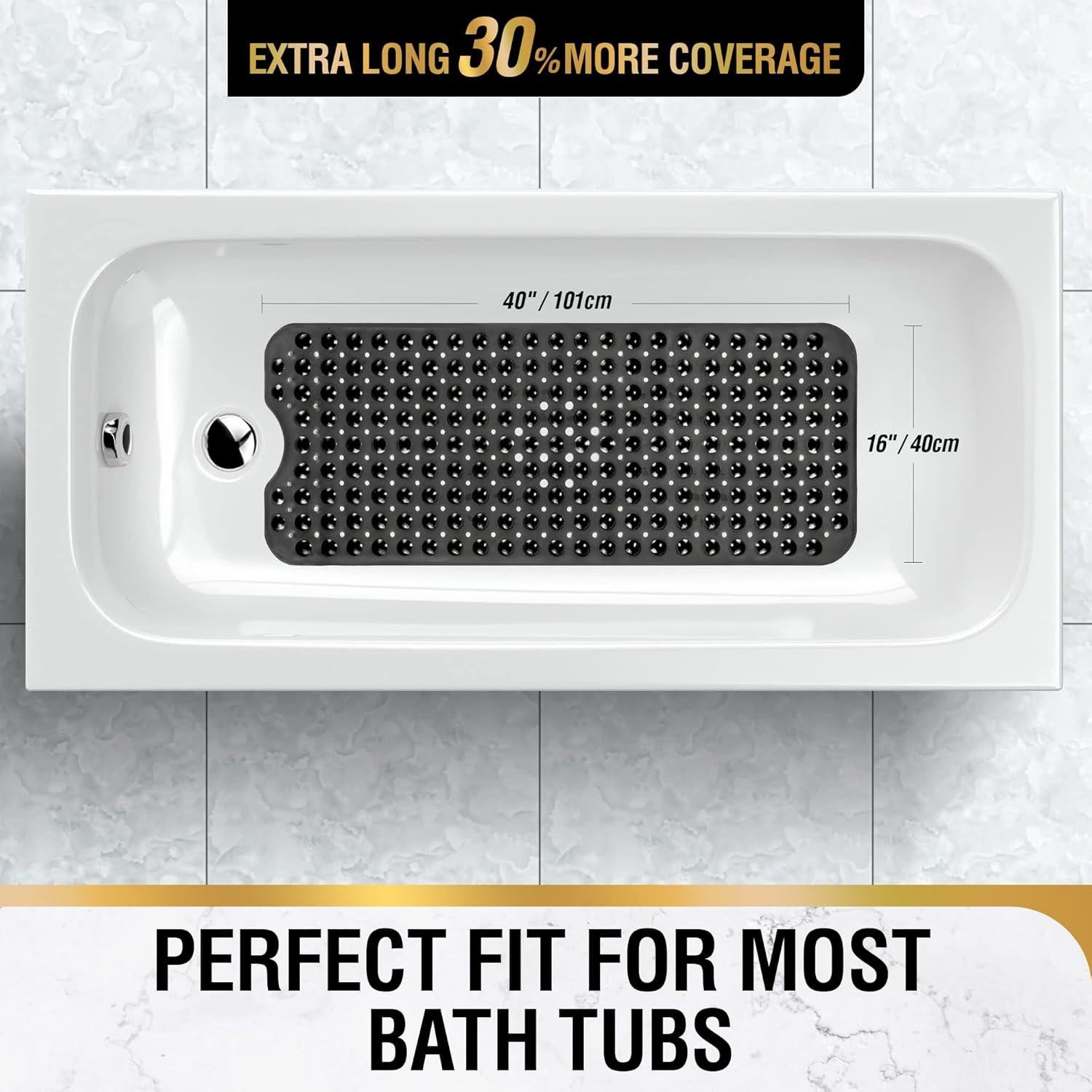 Alfombrilla Antideslizante HITSLAM 101.6x40.6 cm PVC Negro