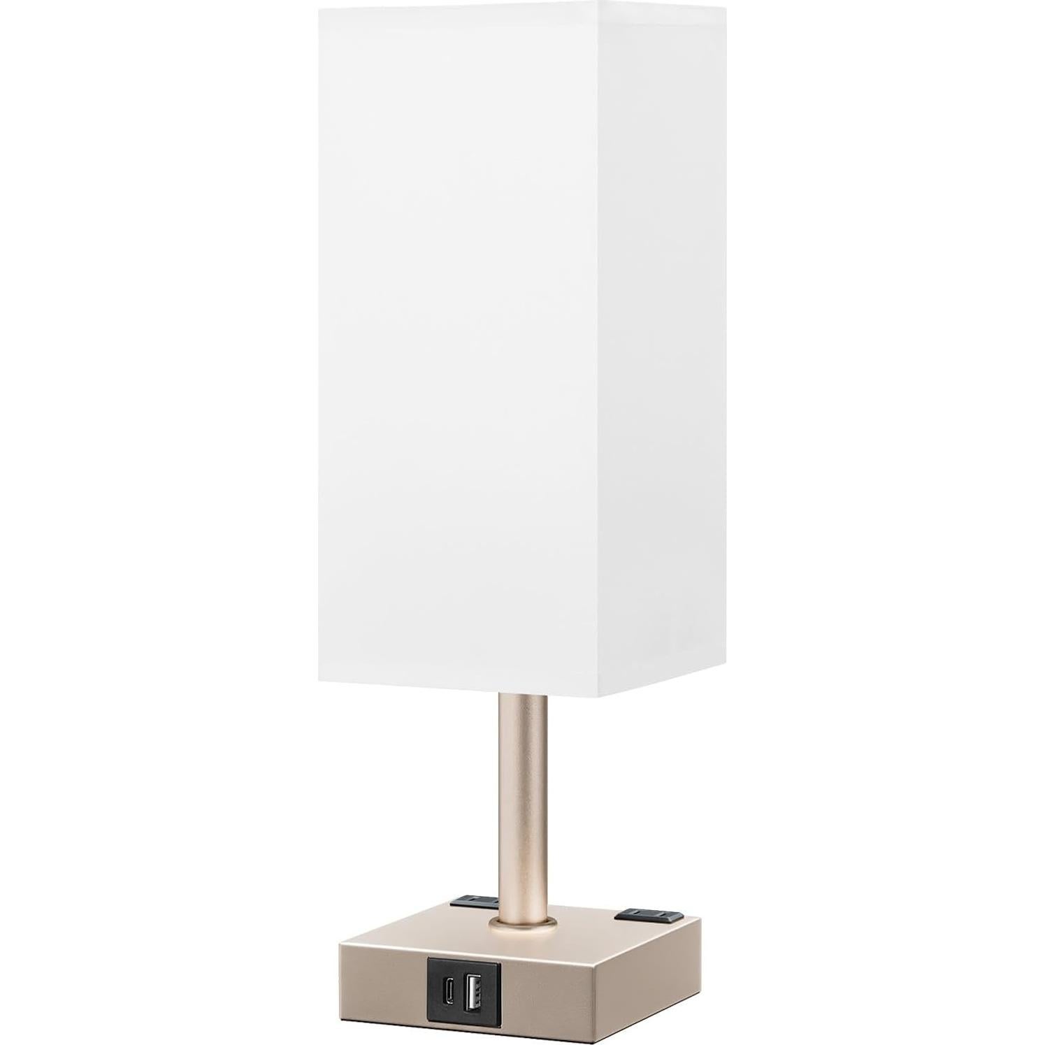 Lámpara de Mesa Táctil Aooshine Blanca y Dorada con USB