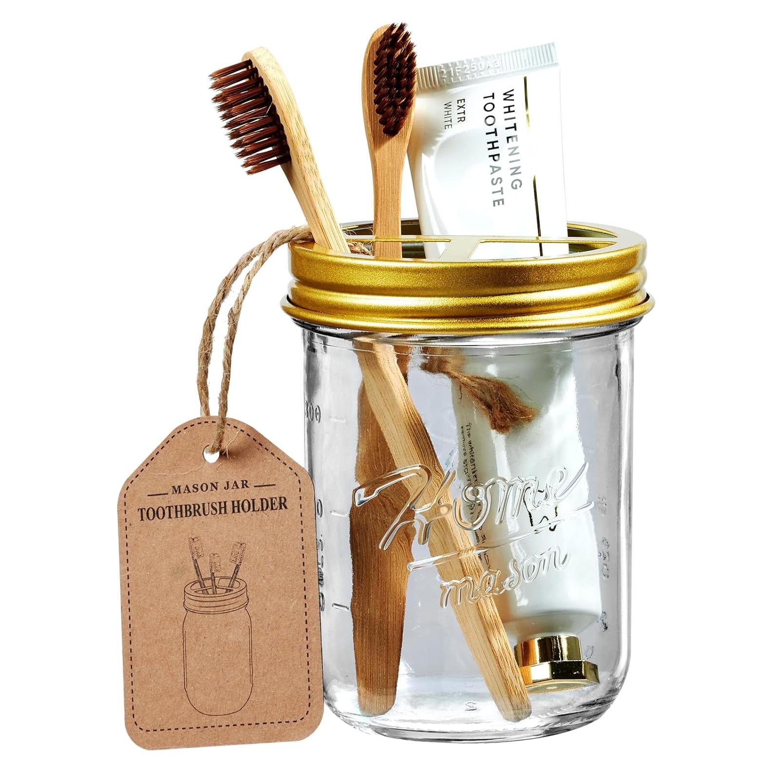 Soporte para Cepillos de Dientes SheeChung Oro Vidrio 3 Compartimentos