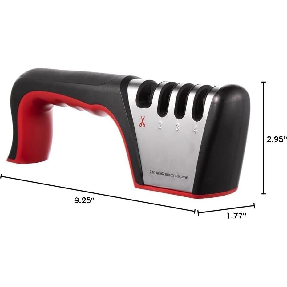 Afilador de cuchillos 4-en-1 Brigii SST01, negro y rojo