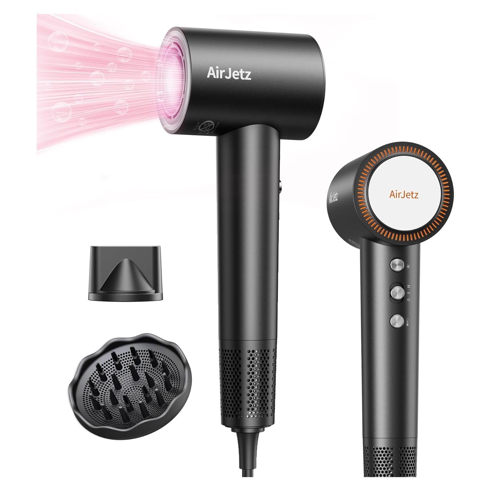 Secador de Pelo Iónico AirJetz 160,000 RPM Negro 4 Temperaturas