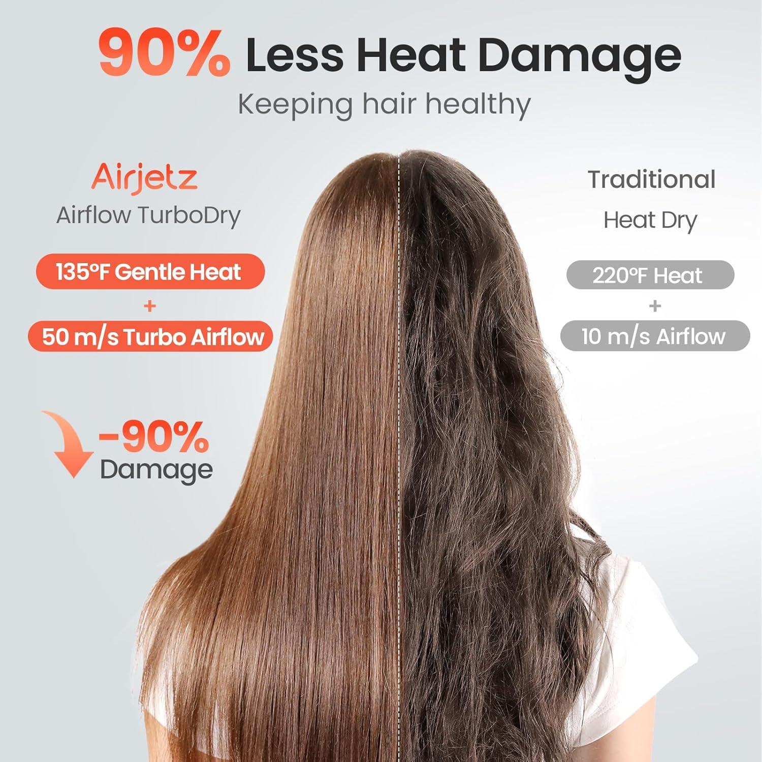 Secador de Pelo Iónico AirJetz 160,000 RPM Negro 4 Temperaturas