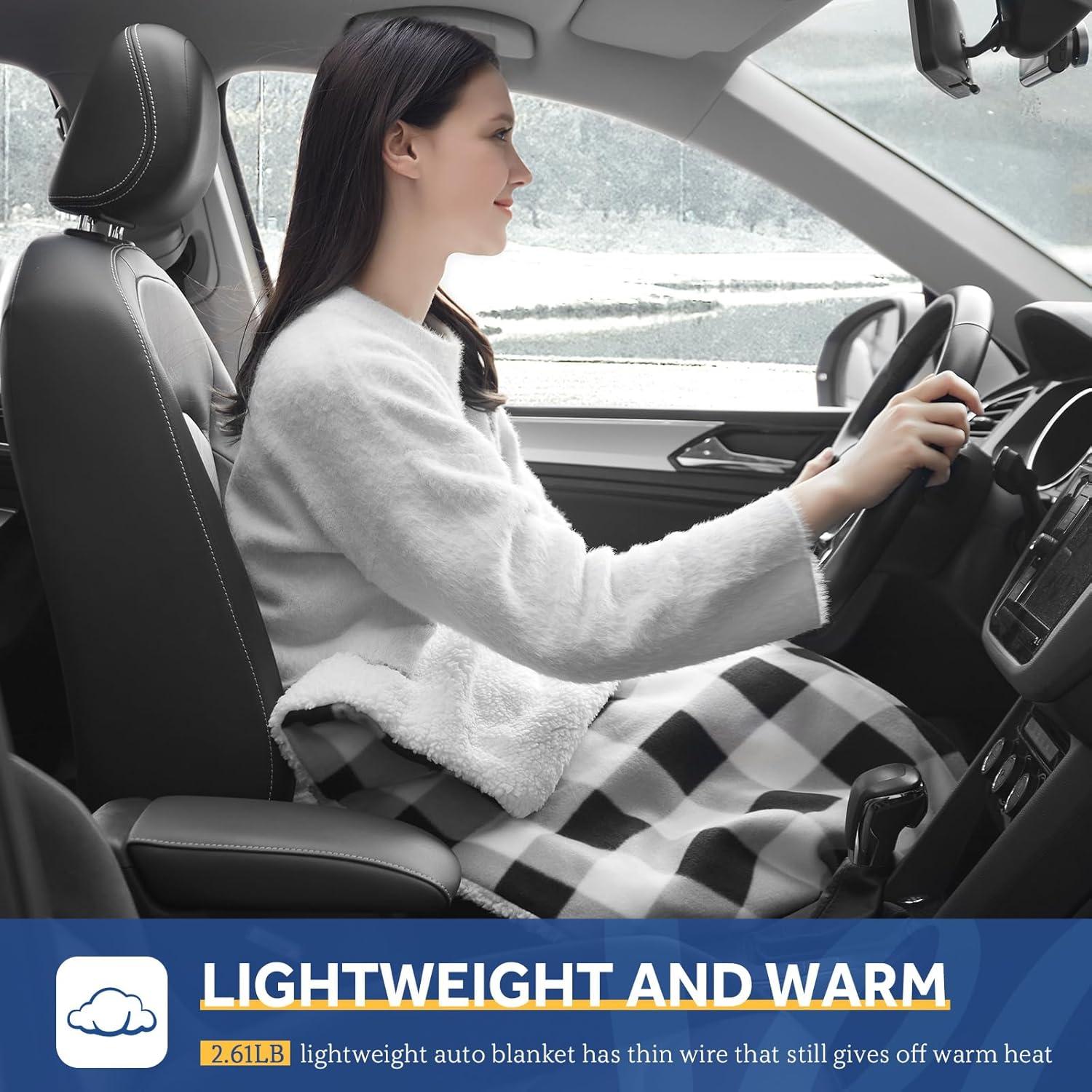 Manta Calentada para Auto Sealy 12V 150x110cm Cuadros