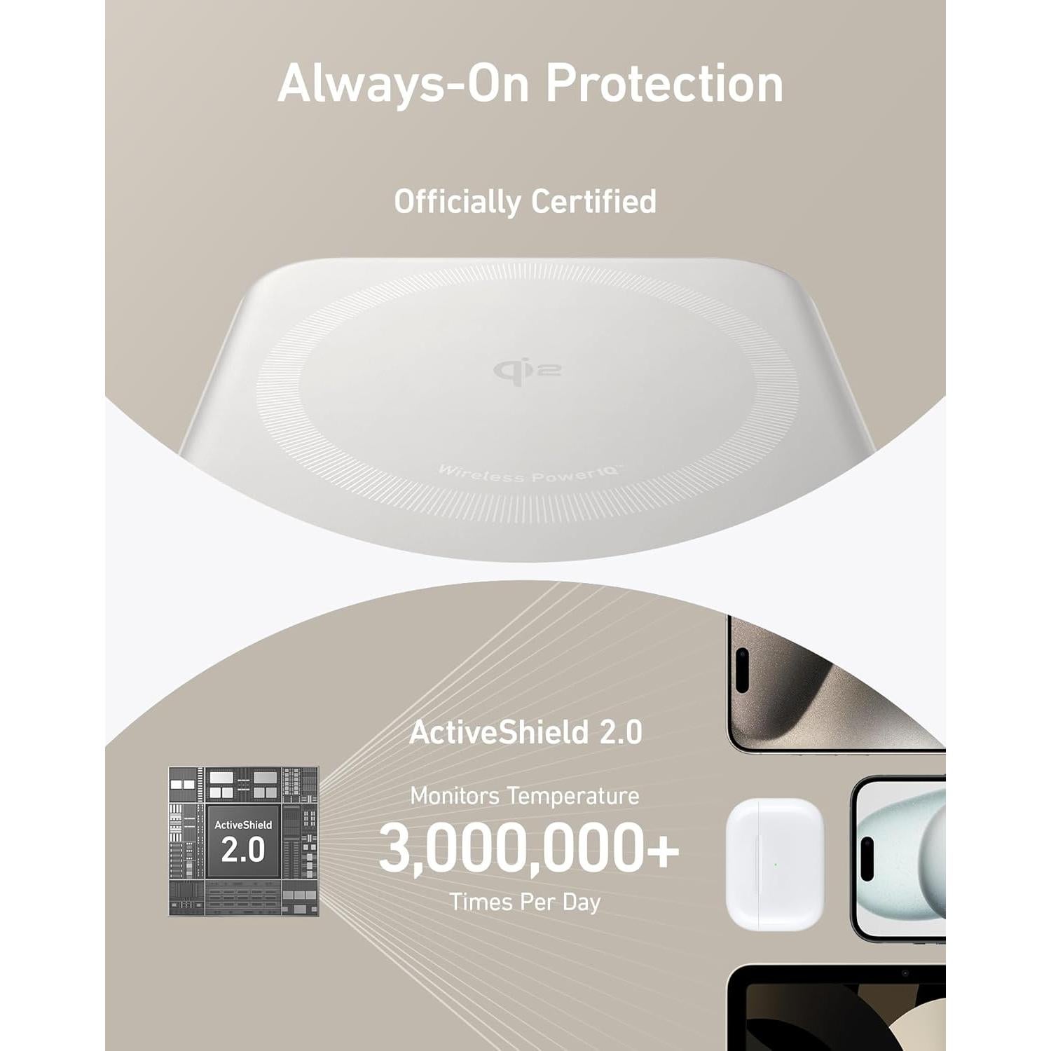 Banco de Poder Anker MagGo 10,000mAh Cargador Inalámbrico 15W